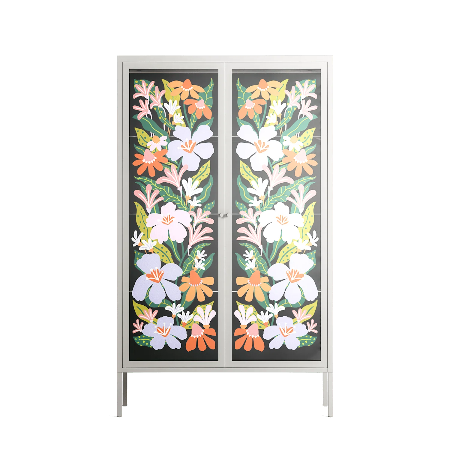 Floral Delight - Cabinet - Sandra Hutter - Chalk - Overlay Glass