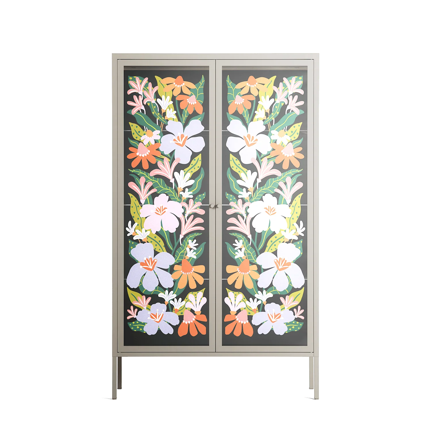 Floral Delight - Cabinet - Sandra Hutter - Pebble - Overlay Glass
