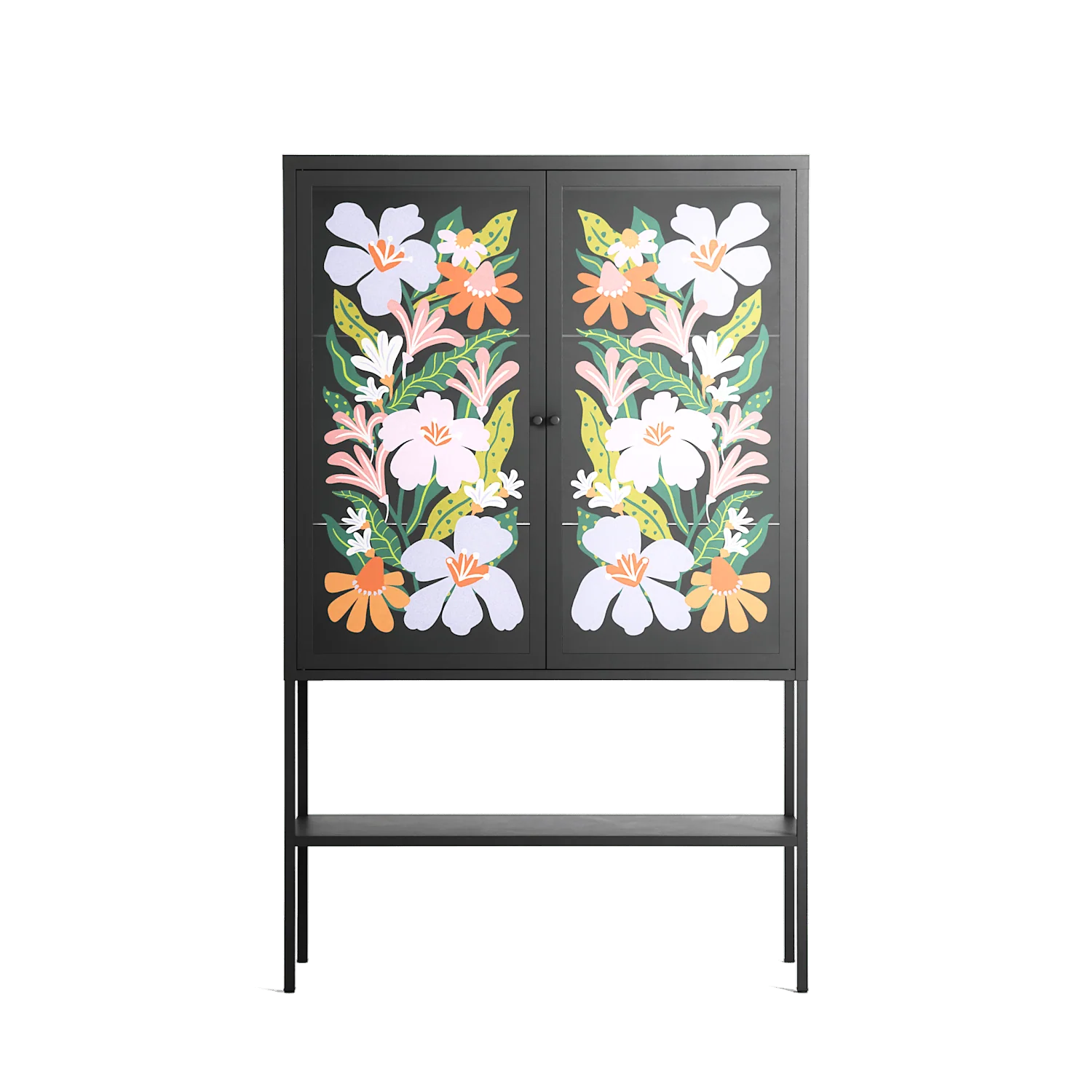 Floral Delight - Loft Cabinet - Sandra Hutter - Antracite - Overlay Glass