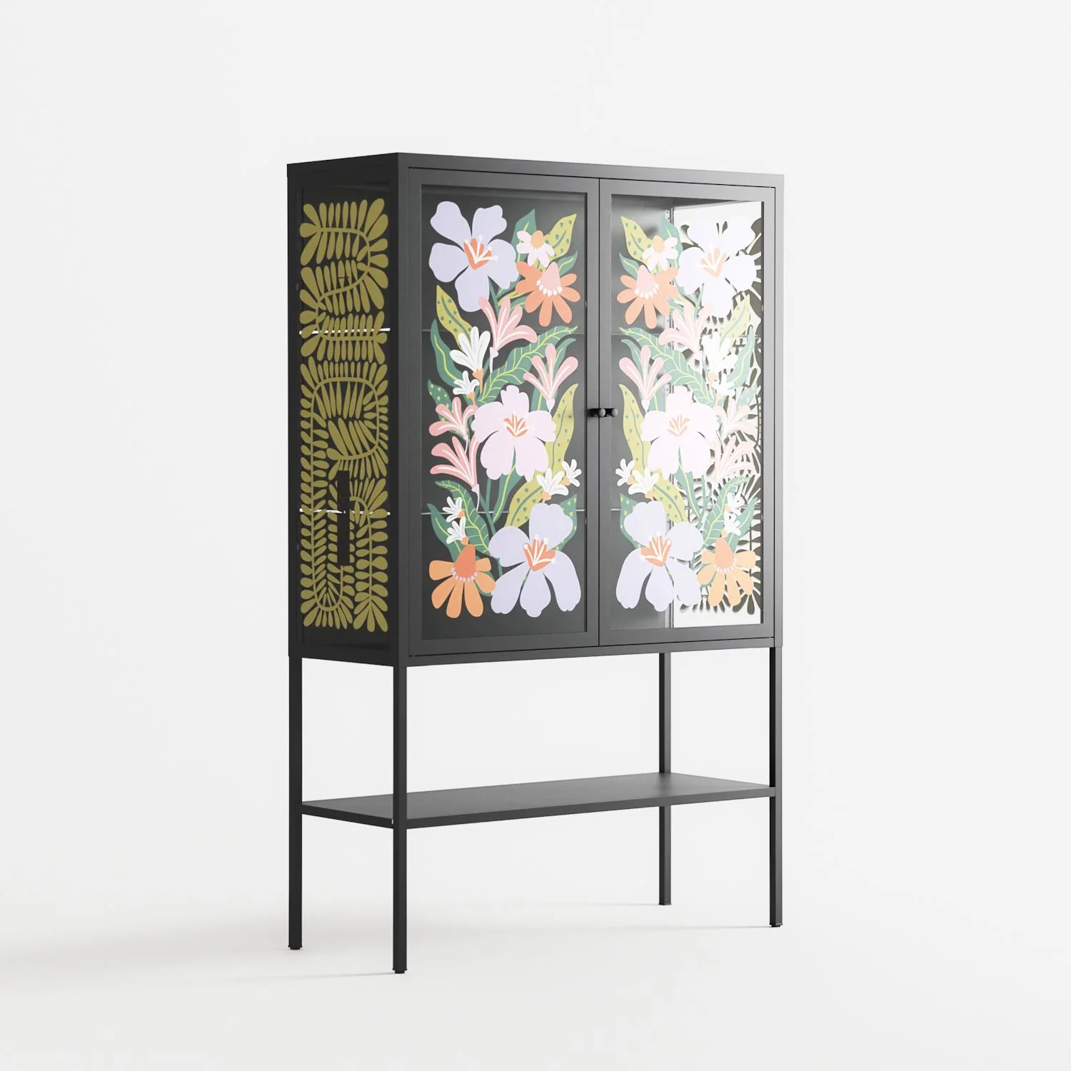 Floral Delight - Loft Cabinet - Sandra Hutter - Antracite - Overlay Glass - Image 4