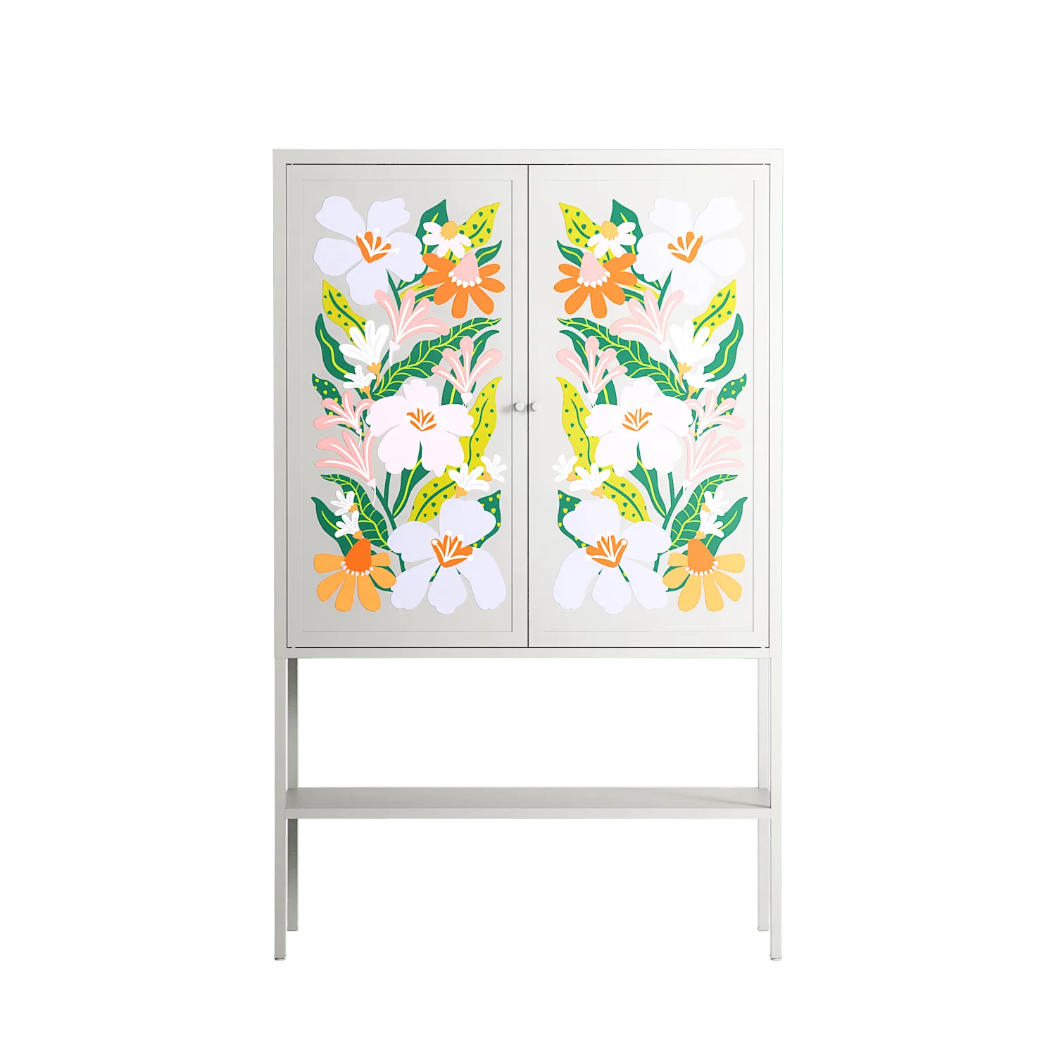 Floral Delight - Loft Cabinet - Sandra Hutter - Chalk - Overlay Metal