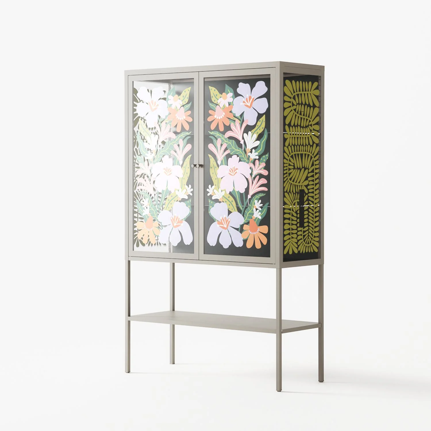 Floral Delight - Loft Cabinet - Sandra Hutter - Pebble - Overlay Glass - Image 2