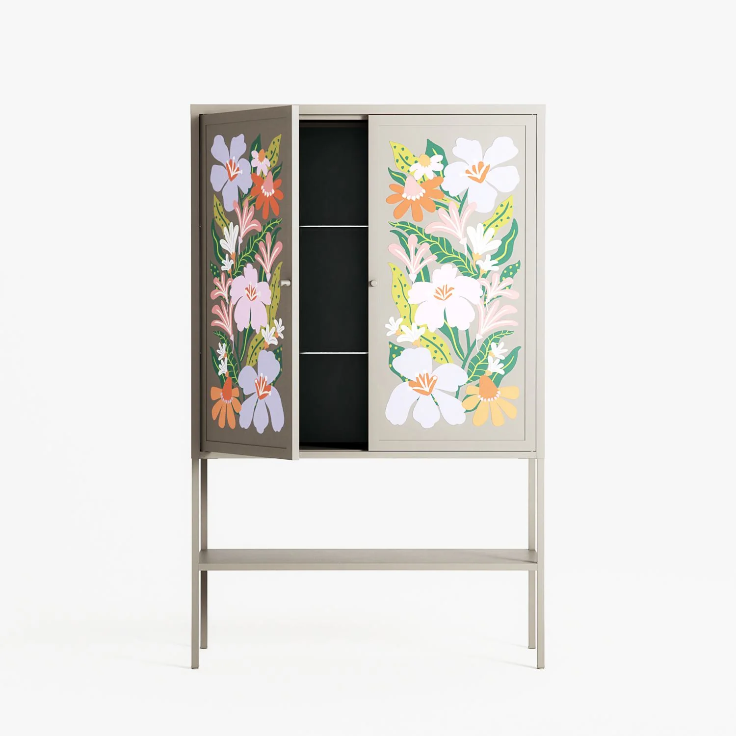 Floral Delight - Loft Cabinet - Sandra Hutter - Pebble - Overlay Metal - Image 3