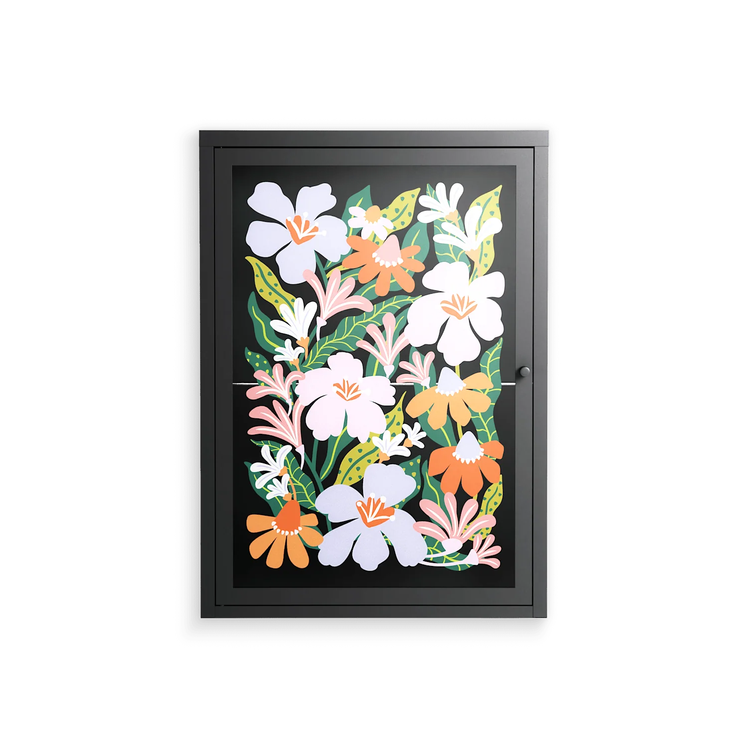 Floral Delight - Wall Cabinet - Sandra Hutter - Antracite - Overlay Glass
