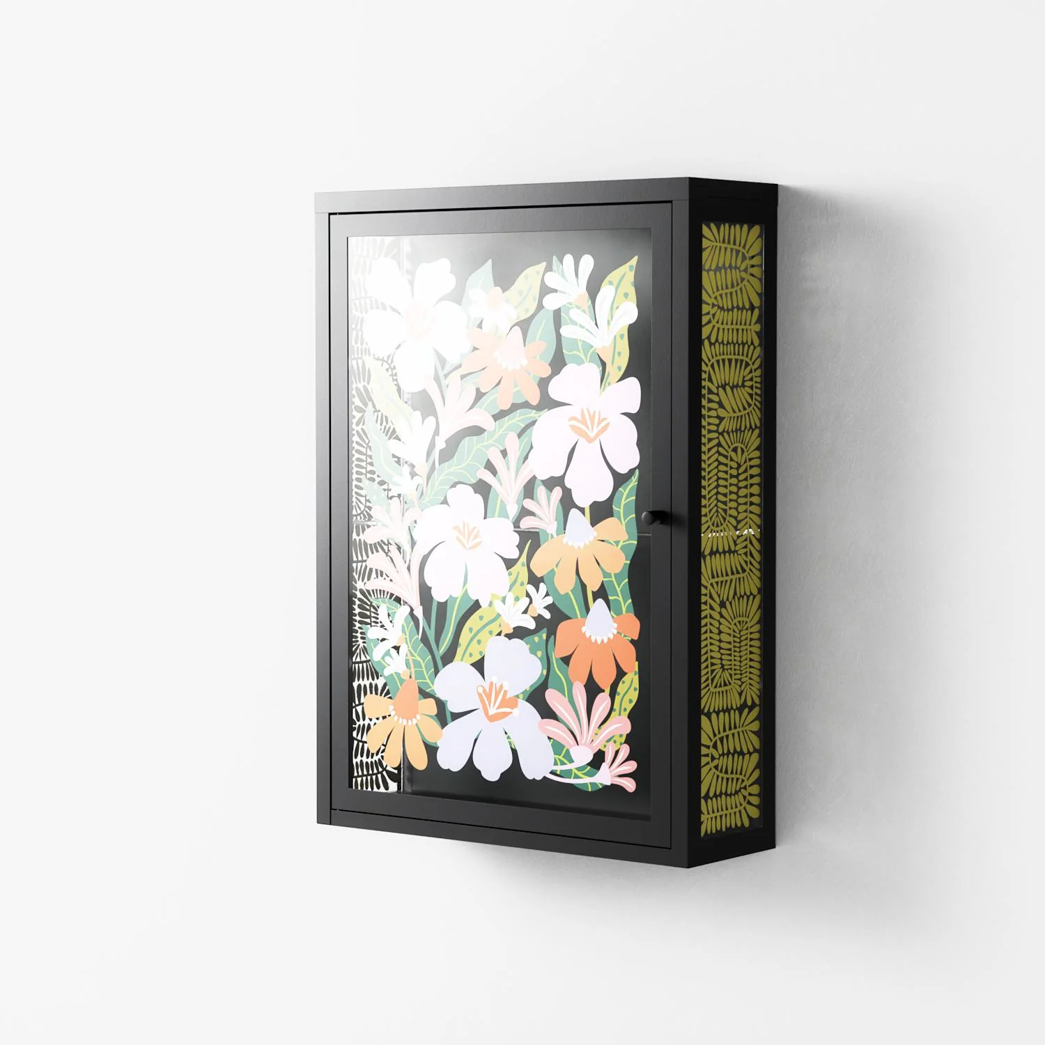 Floral Delight - Wall Cabinet - Sandra Hutter - Antracite - Overlay Glass - Image 2