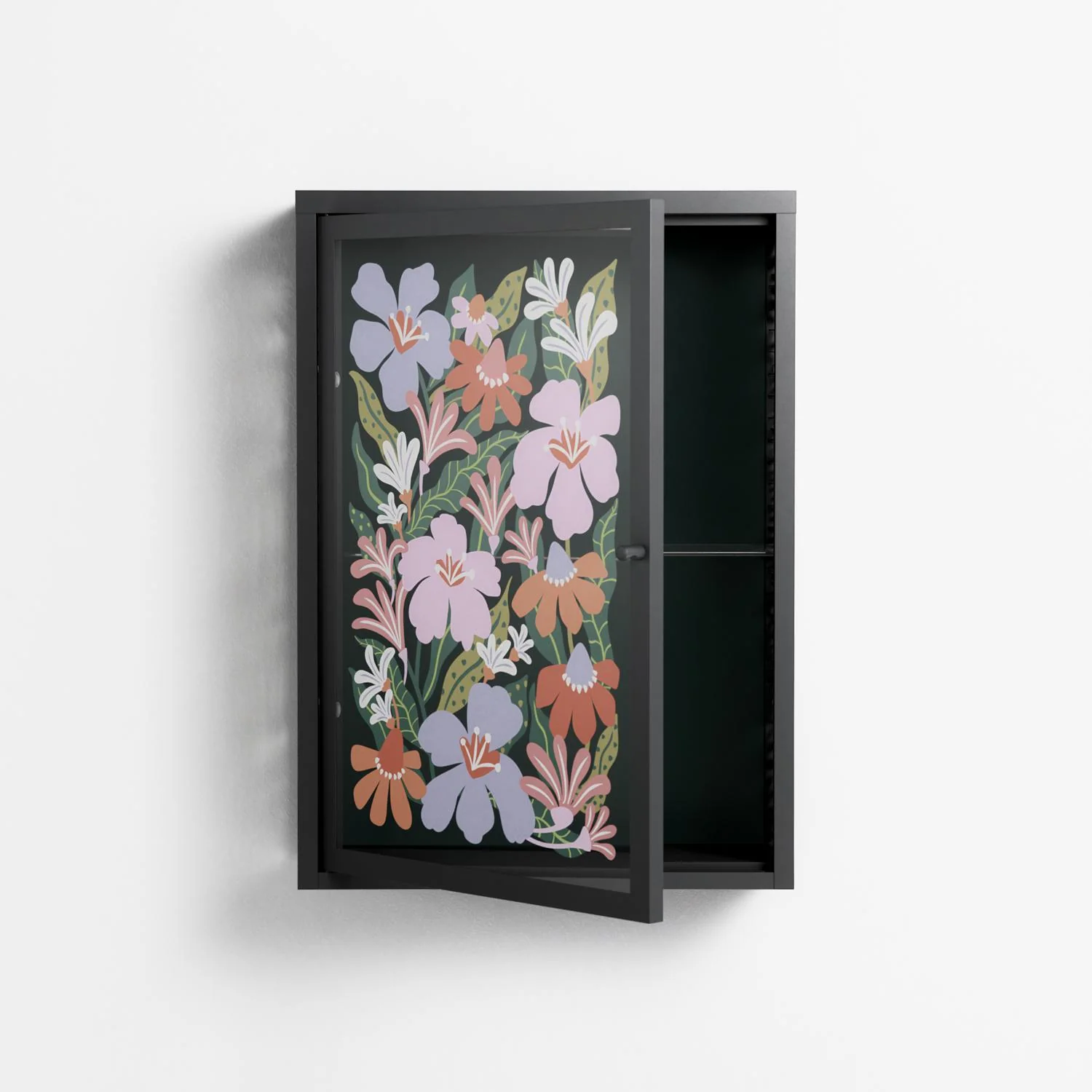 Floral Delight - Wall Cabinet - Sandra Hutter - Antracite - Overlay Glass - Image 3