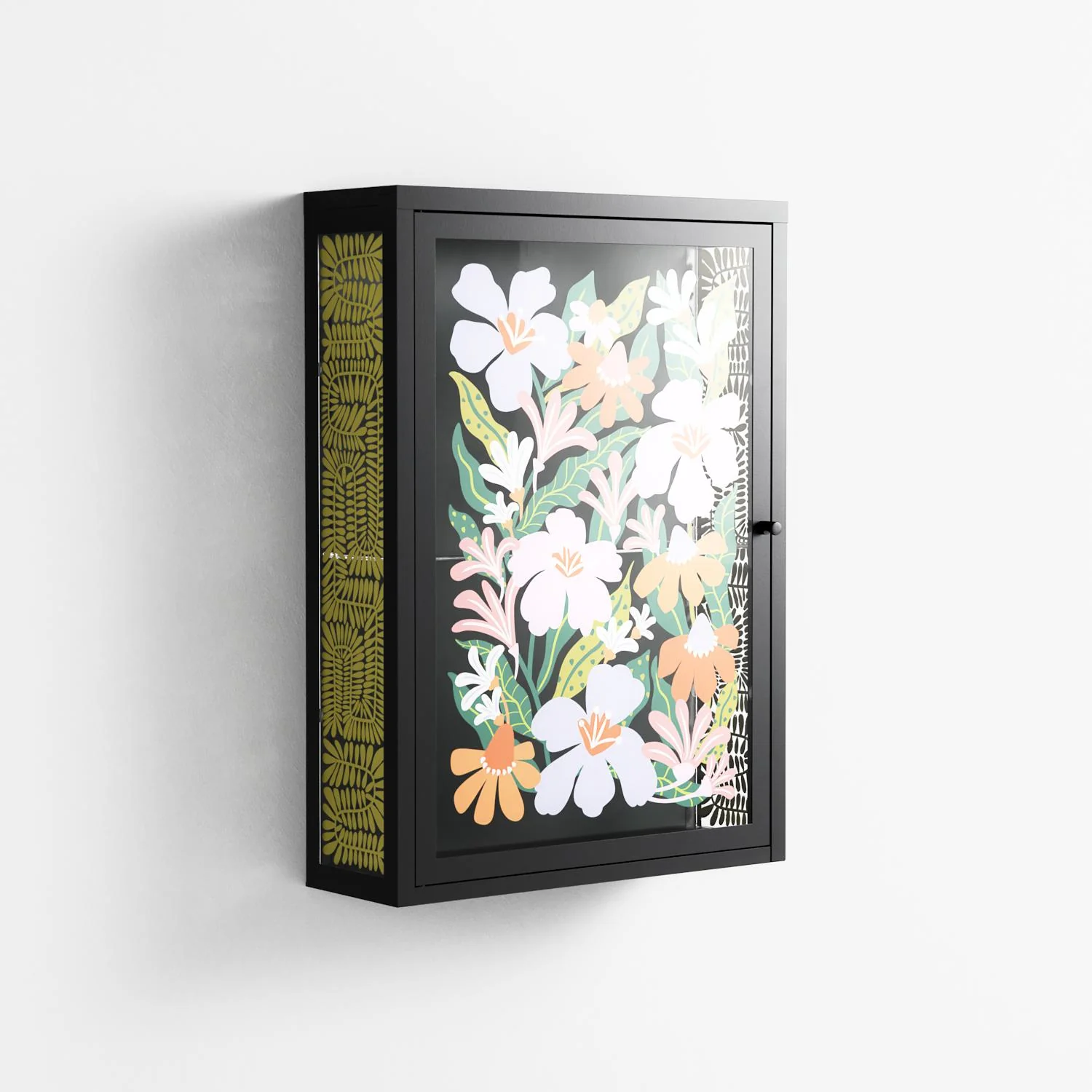 Floral Delight - Wall Cabinet - Sandra Hutter - Antracite - Overlay Glass - Image 4