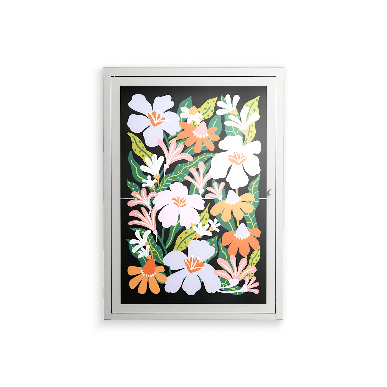 Floral Delight - Wall Cabinet - Sandra Hutter - Chalk - Overlay Glass