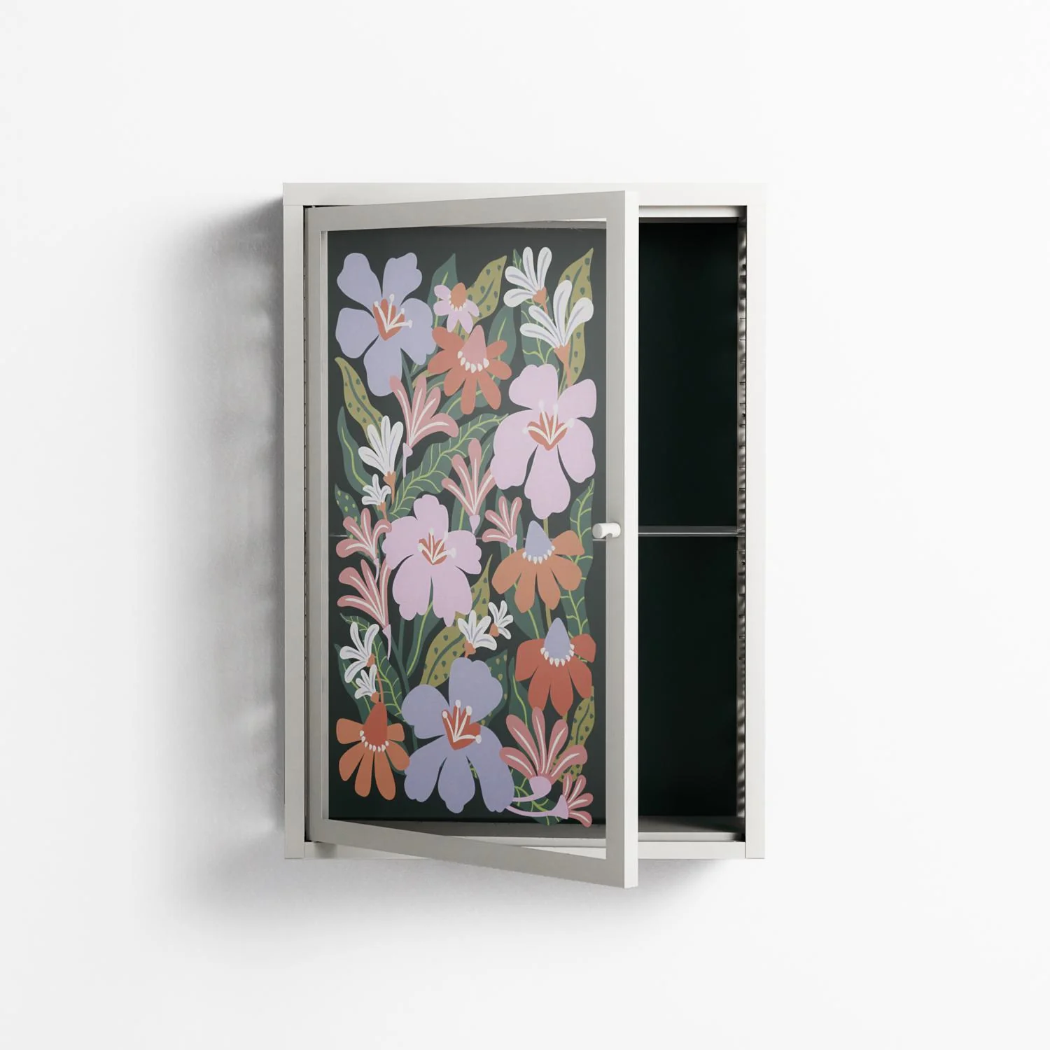 Floral Delight - Wall Cabinet - Sandra Hutter - Chalk - Overlay Glass - Image 3