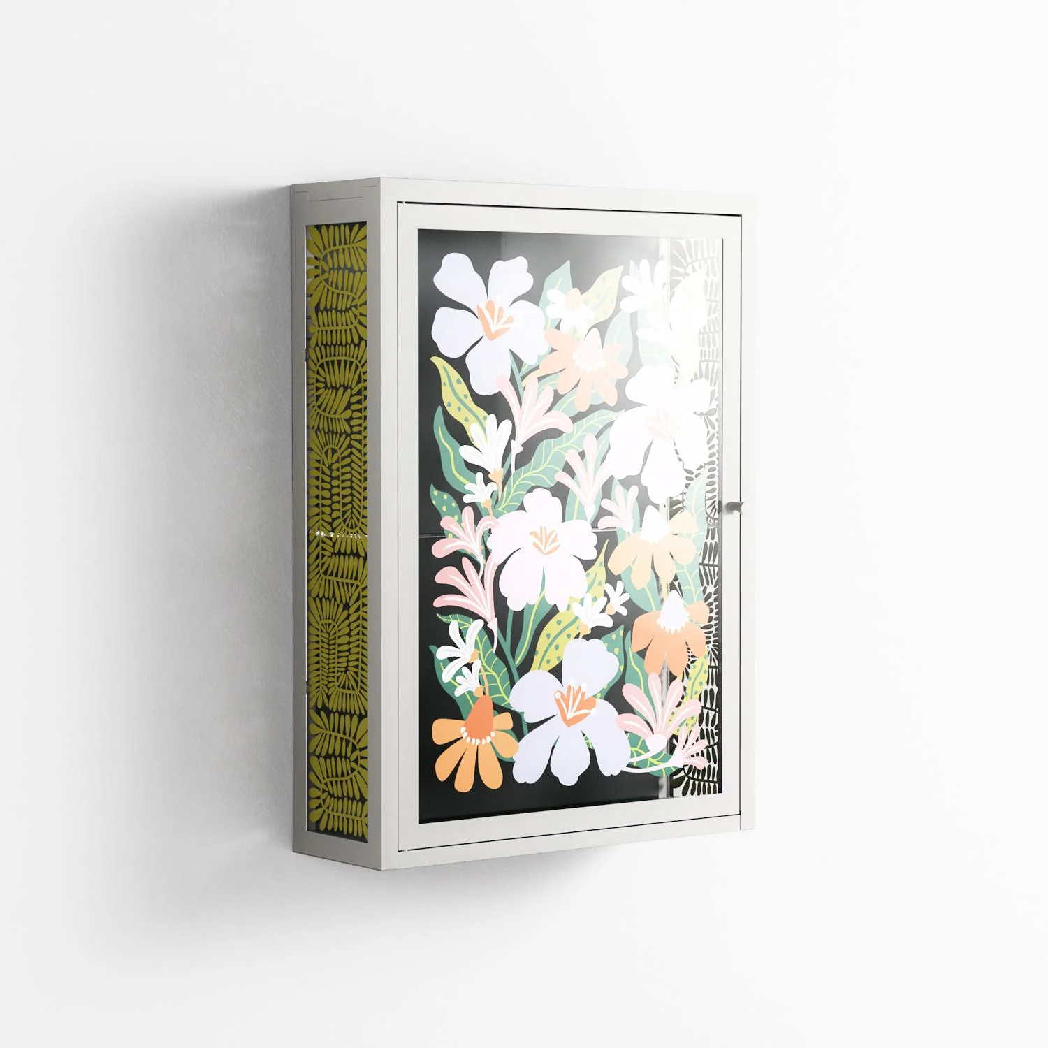 Floral Delight - Wall Cabinet - Sandra Hutter - Chalk - Overlay Glass - Image 4