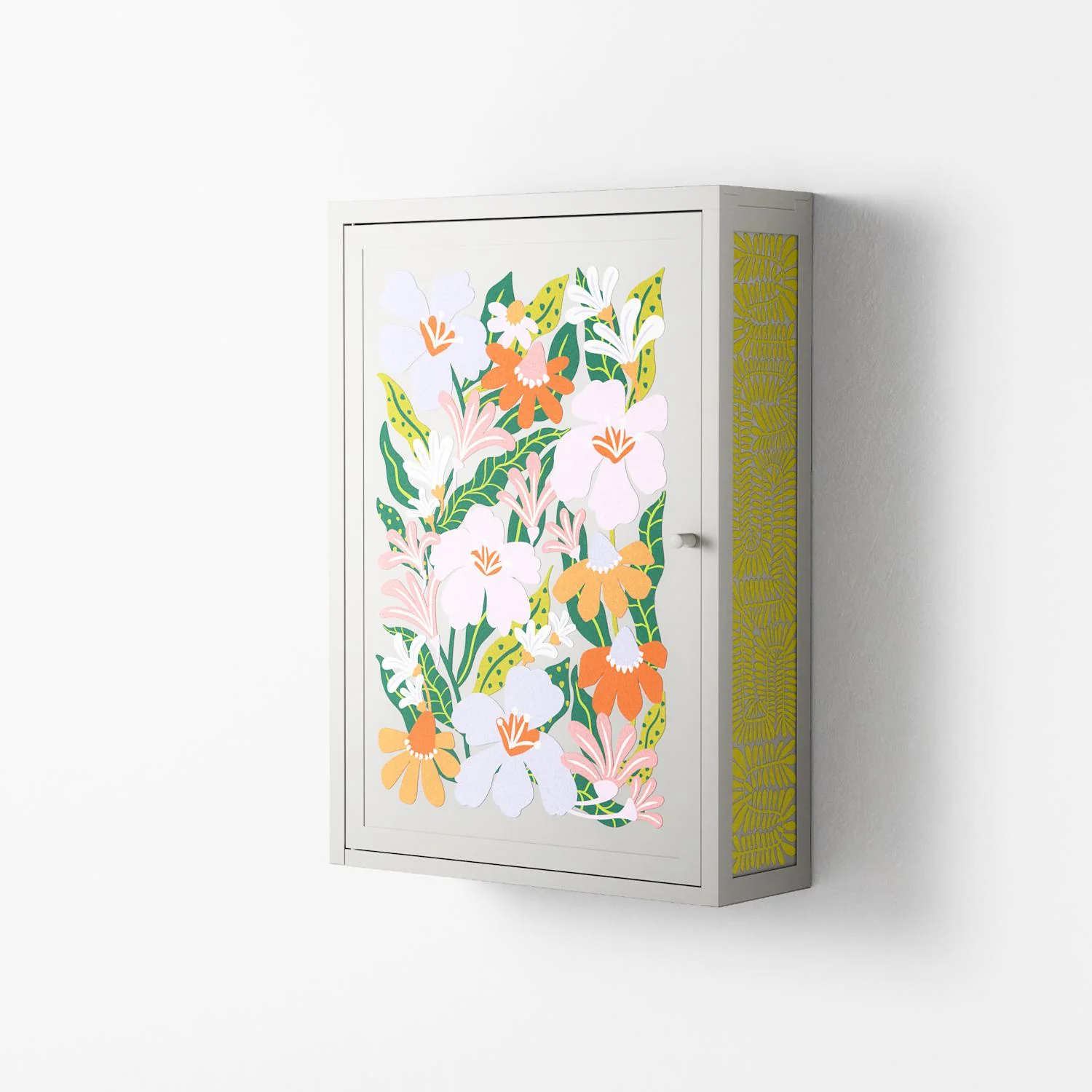 Floral Delight - Wall Cabinet - Sandra Hutter - Chalk - Overlay Metal - Image 2