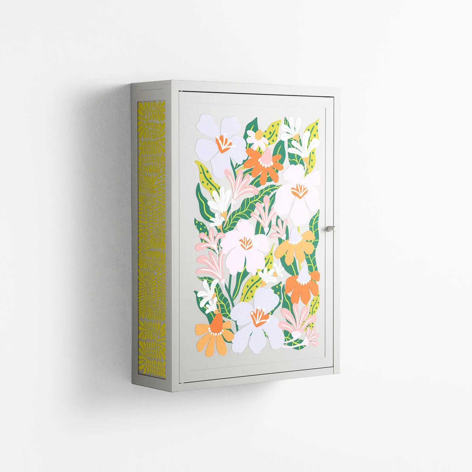 Floral Delight - Wall Cabinet - Sandra Hutter - Chalk - Overlay Metal - Image 4