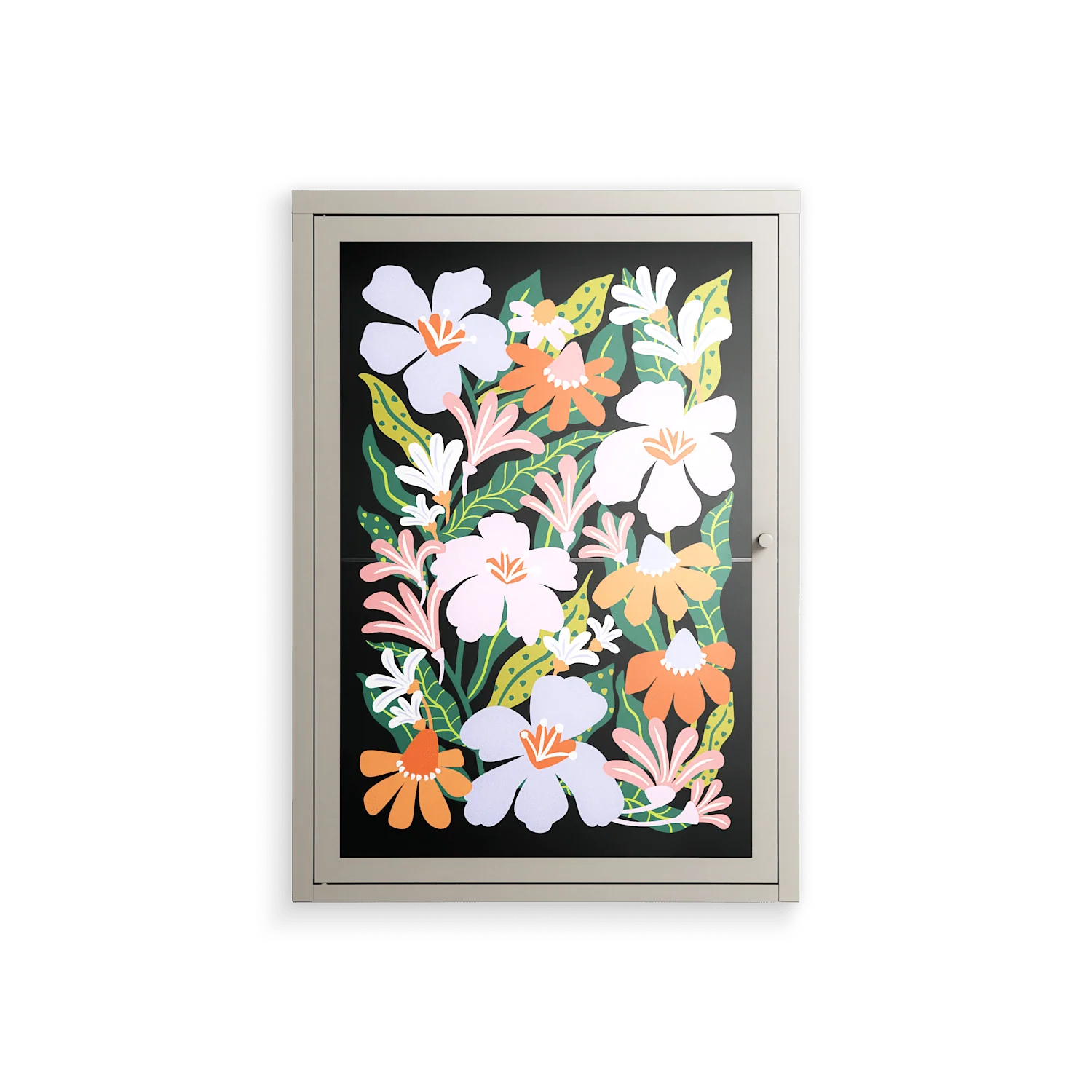 Floral Delight - Wall Cabinet - Sandra Hutter - Pebble - Overlay Glass