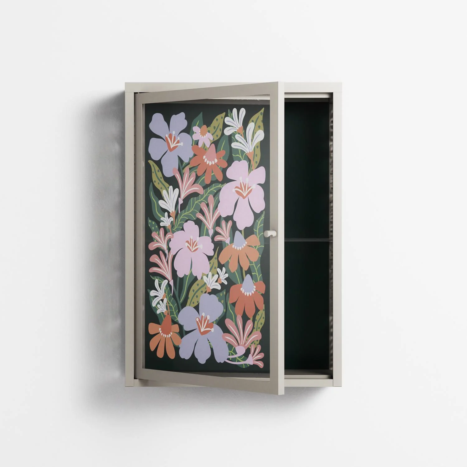 Floral Delight - Wall Cabinet - Sandra Hutter - Pebble - Overlay Glass - Image 3