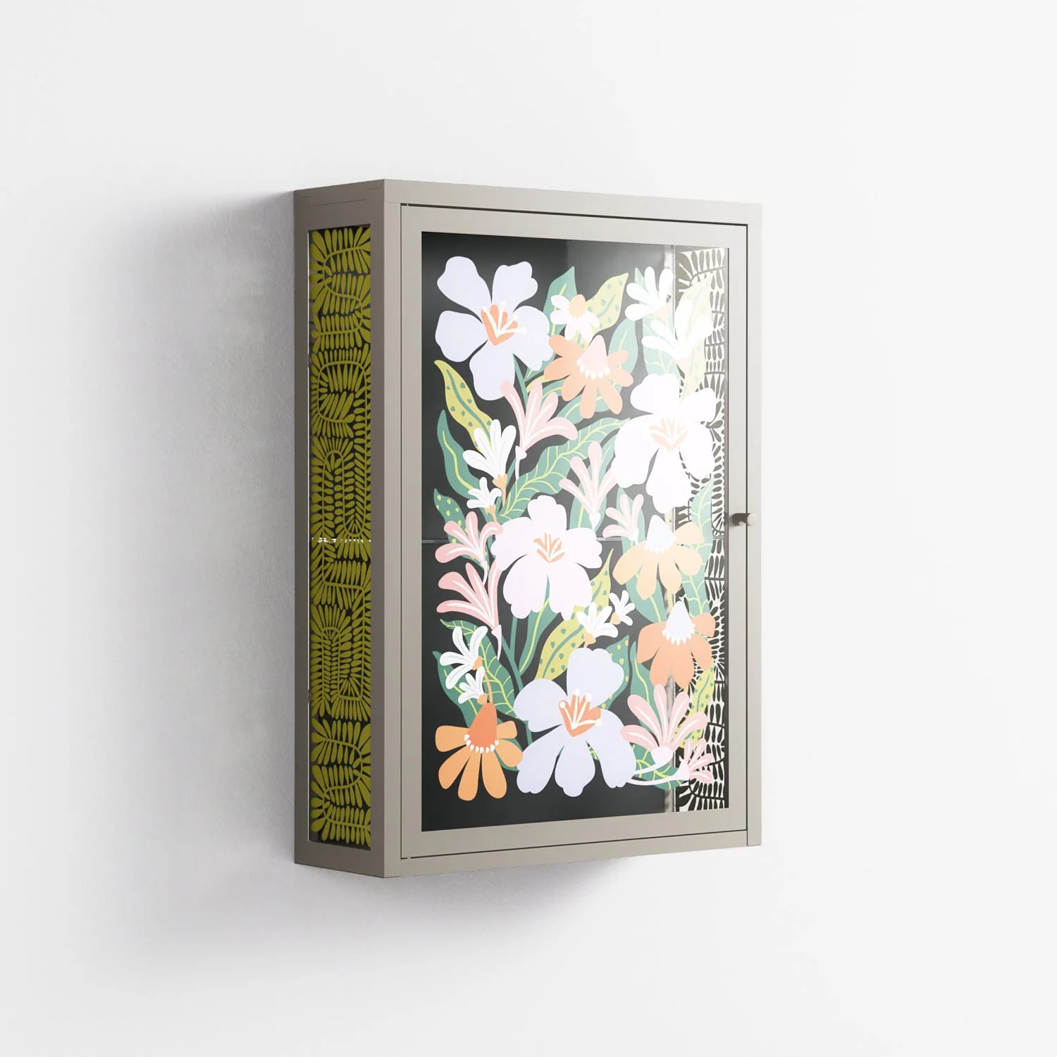 Floral Delight - Wall Cabinet - Sandra Hutter - Pebble - Overlay Glass - Image 4