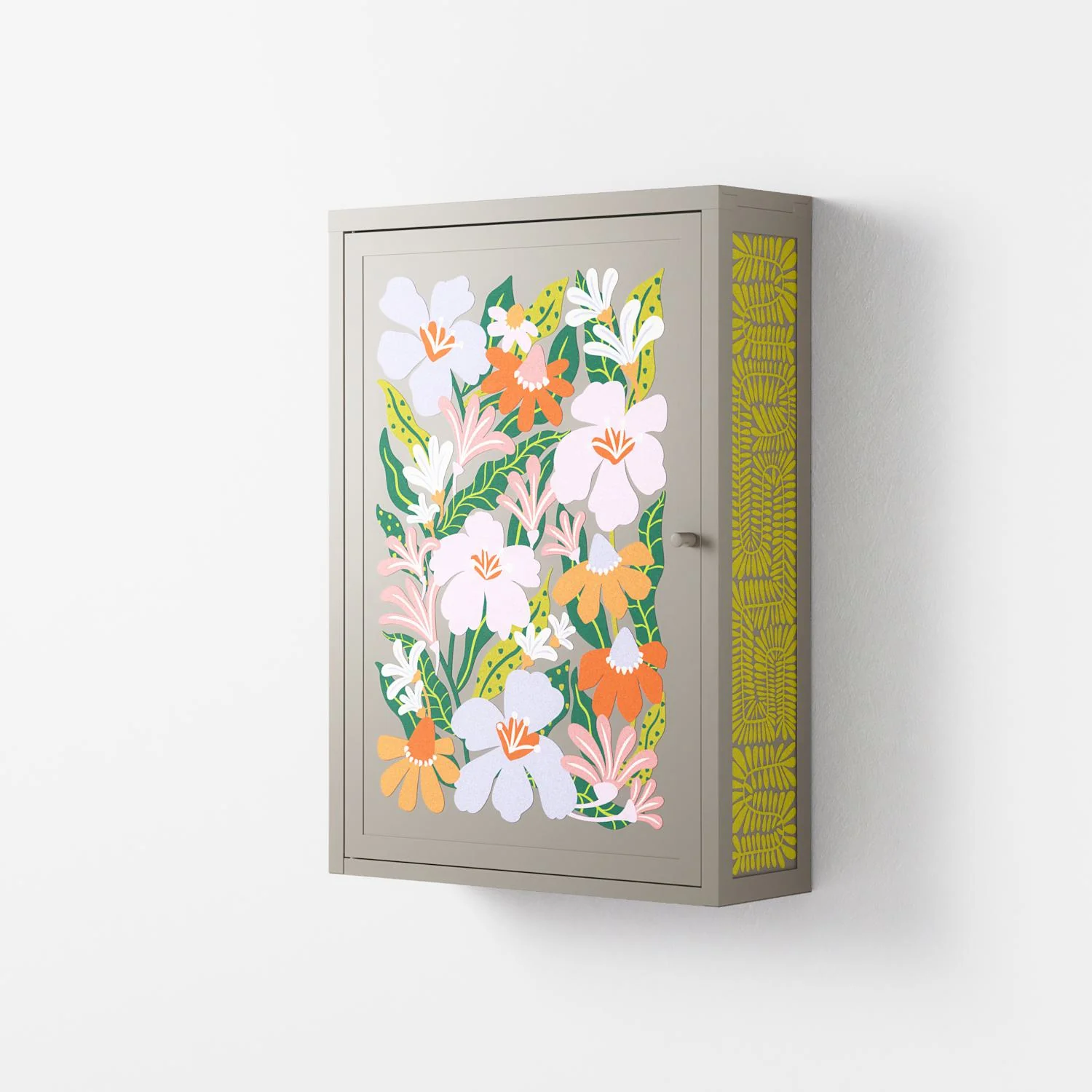 Floral Delight - Wall Cabinet - Sandra Hutter - Pebble - Overlay Metal - Image 2