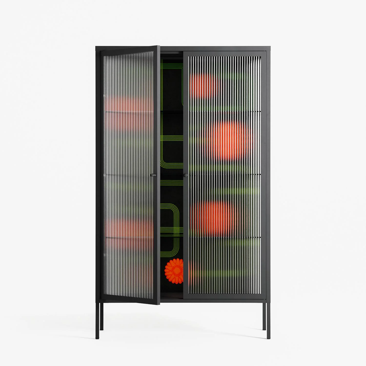 Floral Pipes - Cabinet - Kristin Eriksson - Antracite - Reeded glass - Image 2