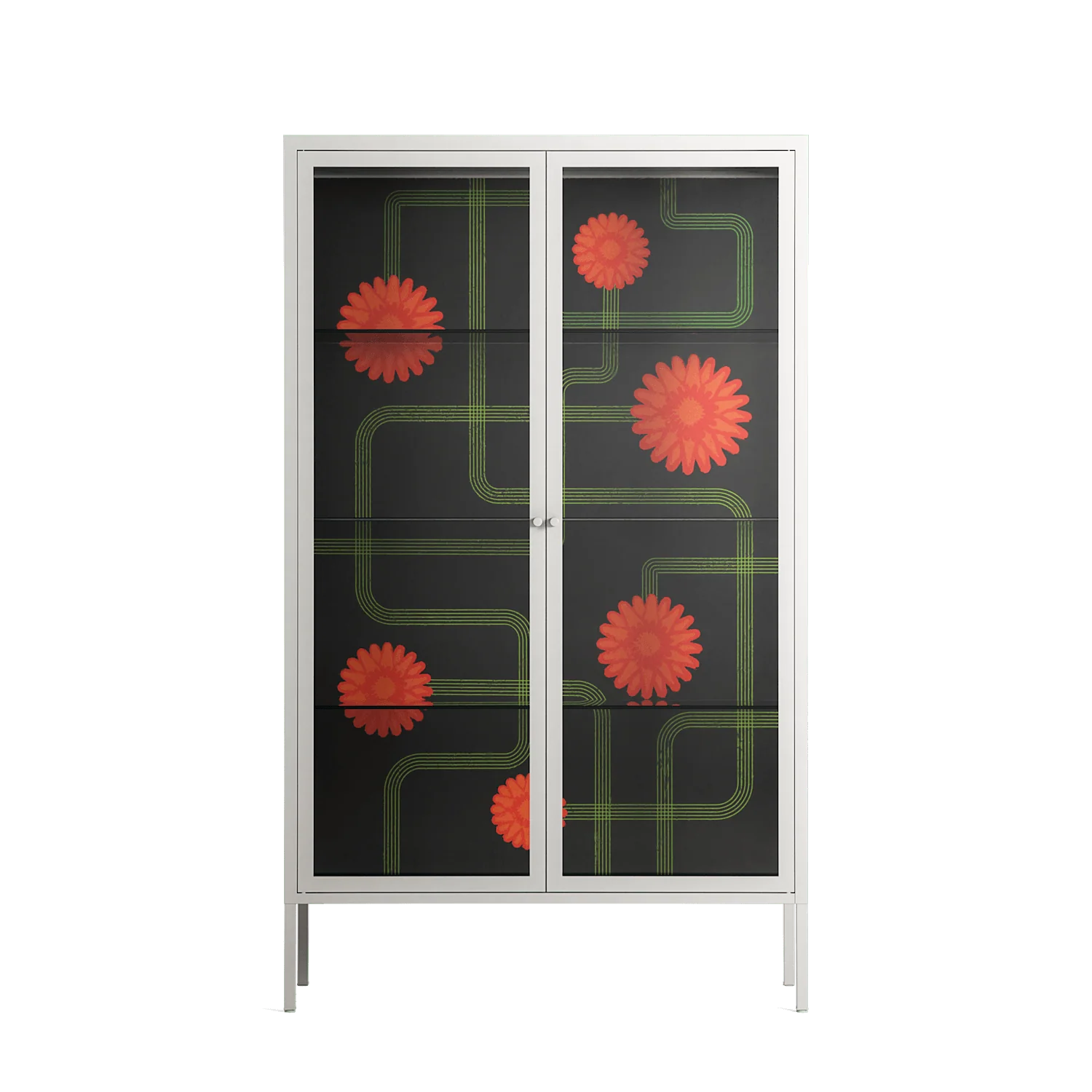 Floral Pipes - Cabinet - Kristin Eriksson - Chalk - Clear glass