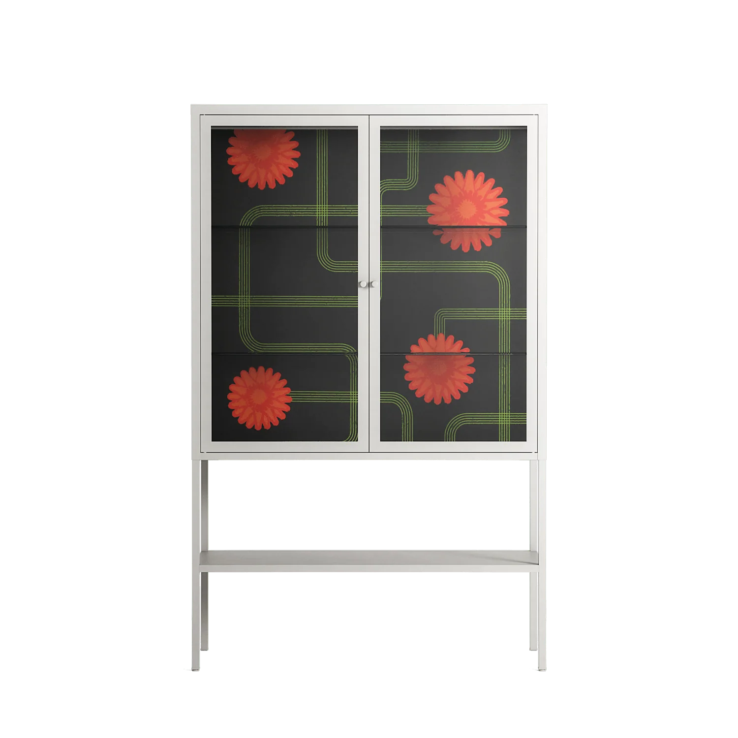 Floral Pipes - Loft Cabinet - Kristin Eriksson - Chalk - Clear glass