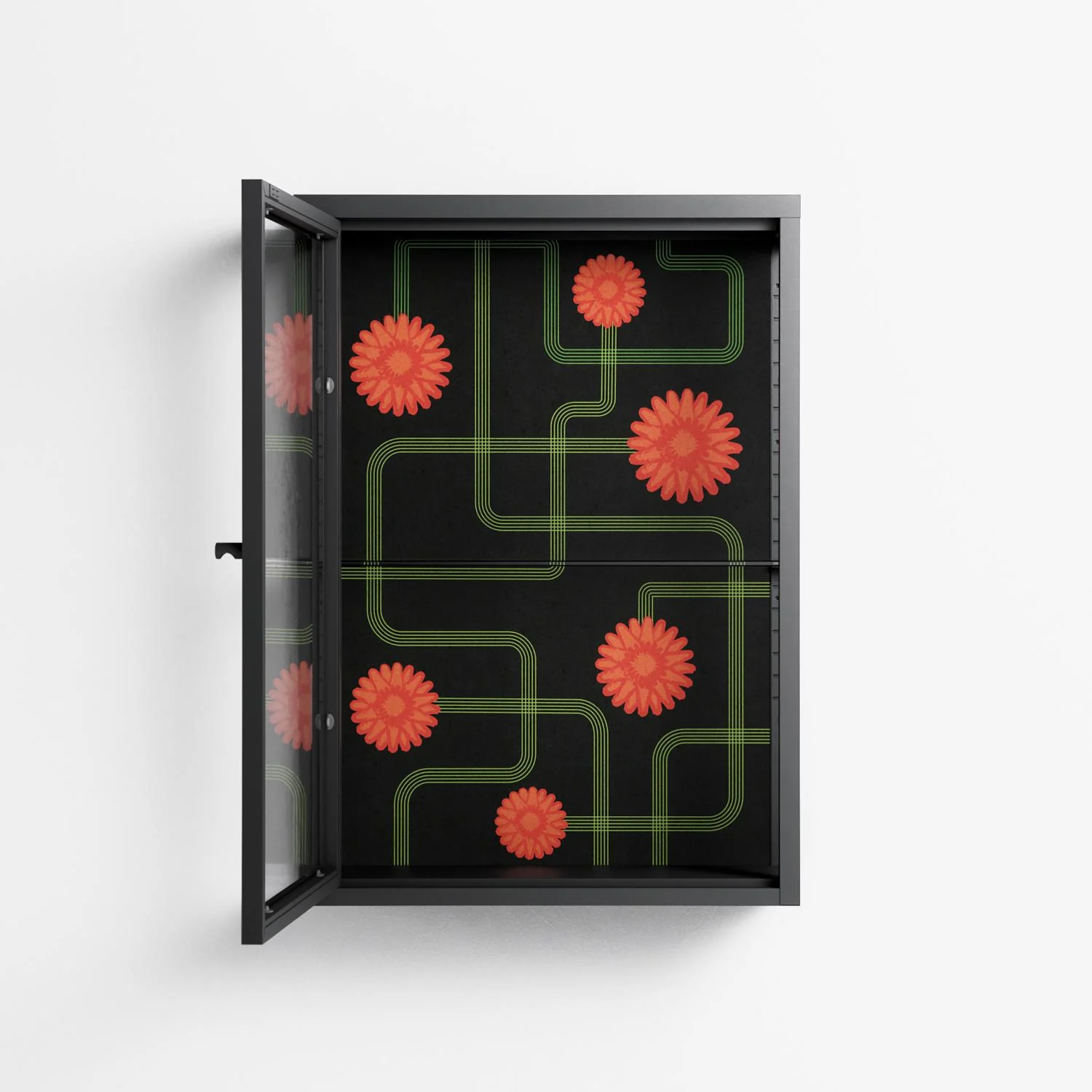 Floral Pipes - Wall Cabinet - Kristin Eriksson - Antracite - Clear glass - Image 3