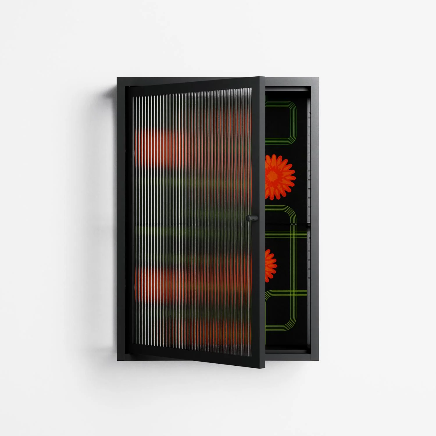 Floral Pipes - Wall Cabinet - Kristin Eriksson - Antracite - Reeded glass - Image 2