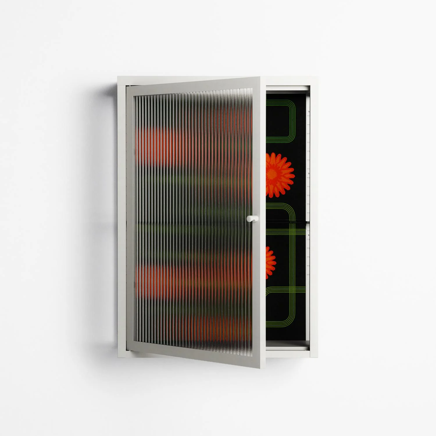 Floral Pipes - Wall Cabinet - Kristin Eriksson - Chalk - Reeded glass - Image 2