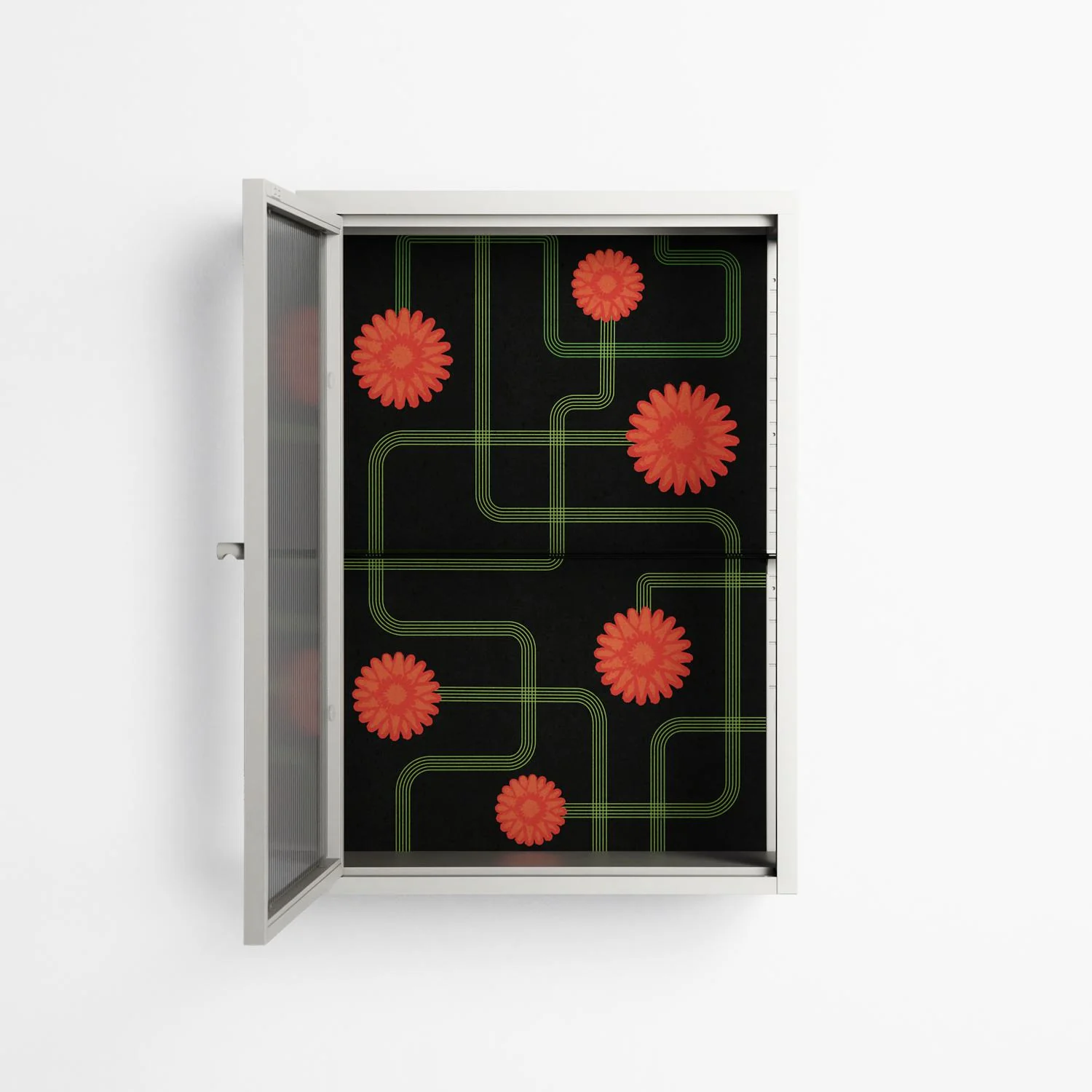 Floral Pipes - Wall Cabinet - Kristin Eriksson - Chalk - Reeded glass - Image 3