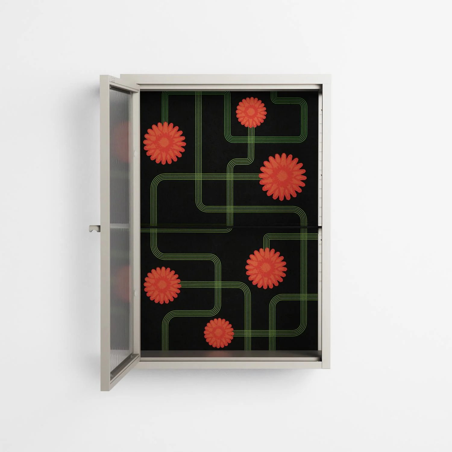 Floral Pipes - Wall Cabinet - Kristin Eriksson - Pebble - Reeded glass - Image 3