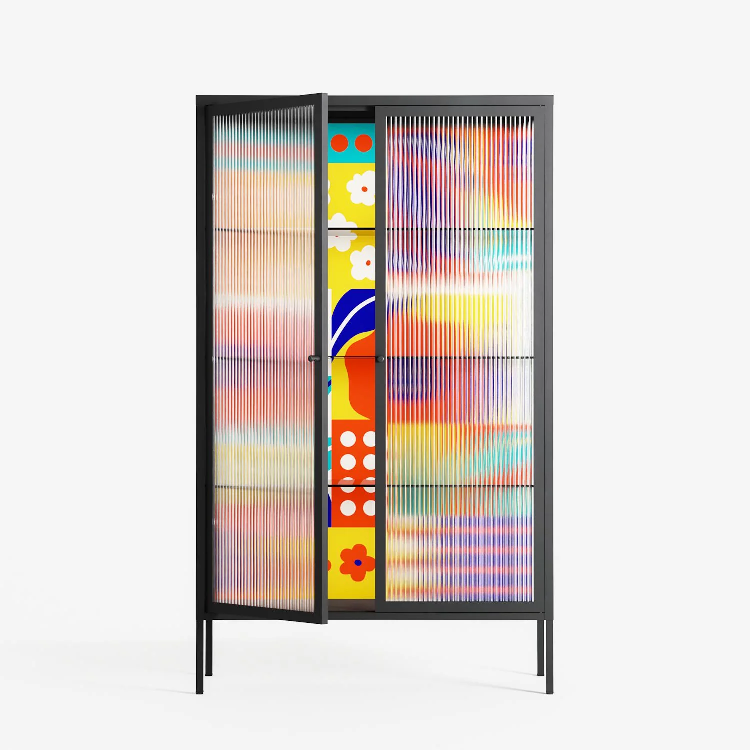 Flower A - Cabinet - Heather Zhou - Antracite - Reeded glass - Image 2