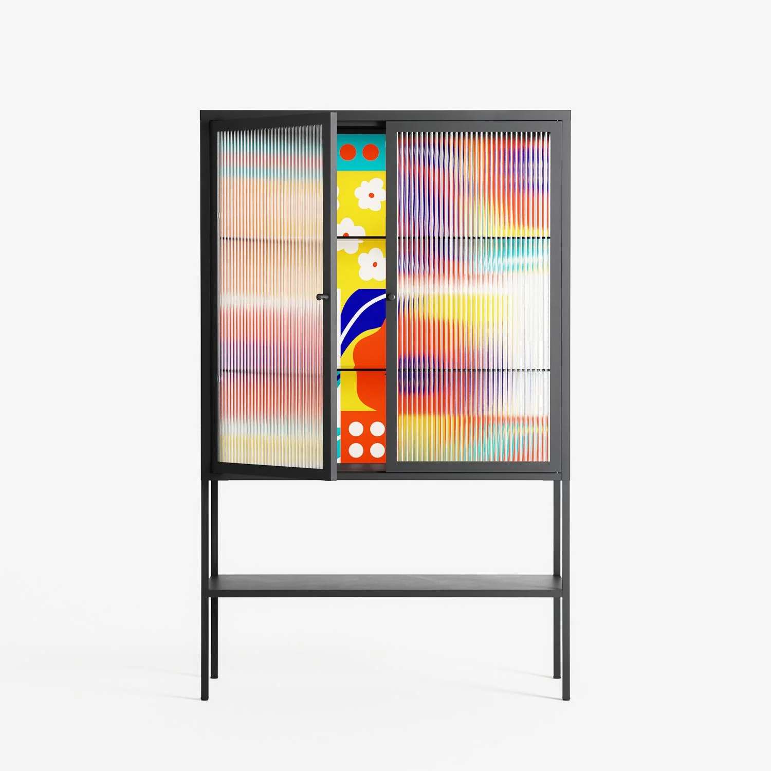 Flower A - Loft Cabinet - Heather Zhou - Antracite - Reeded glass - Image 2