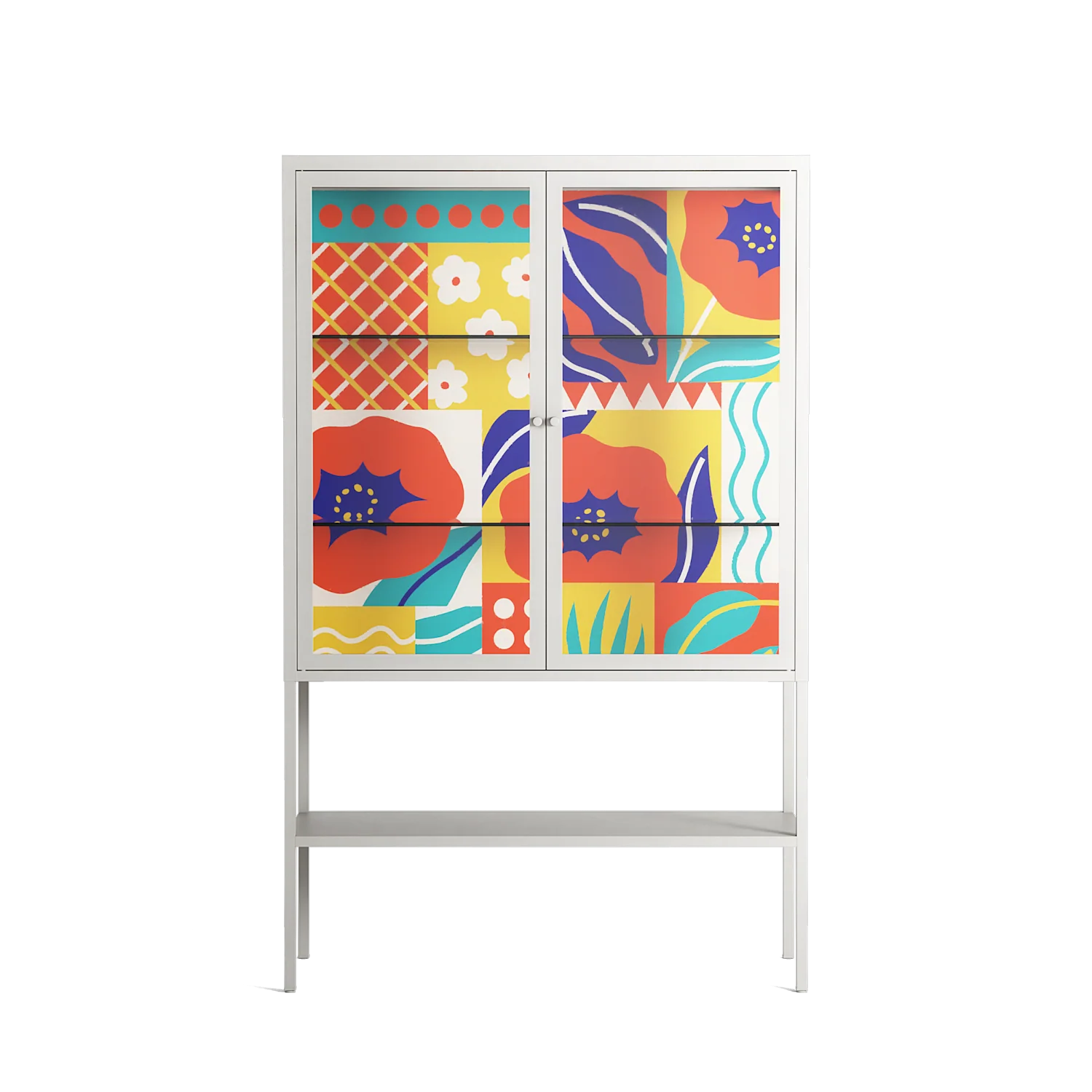 Flower A - Loft Cabinet - Heather Zhou - Chalk - Clear glass