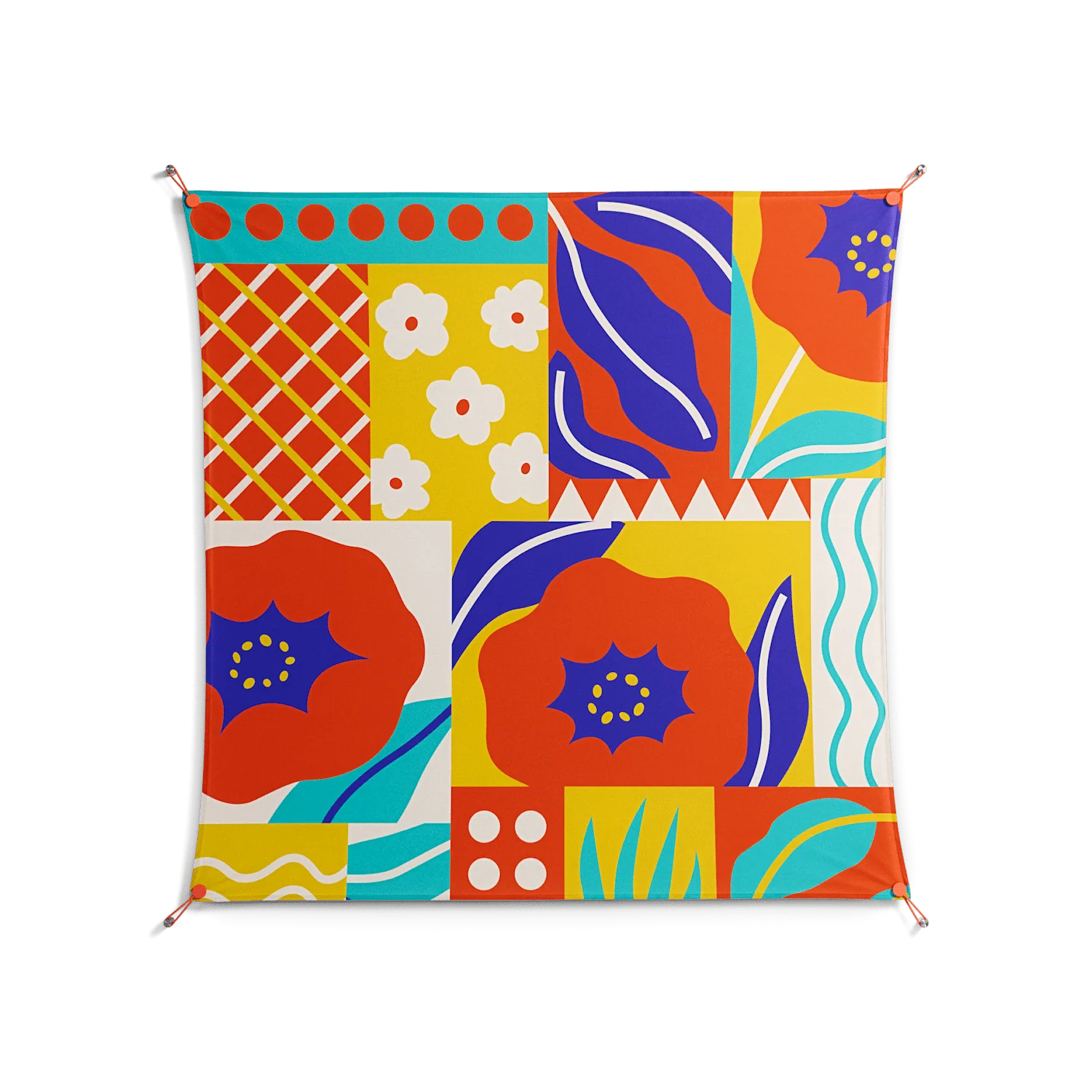 Flower A - Work On Wall - Heather Zhou - Orange - 140 x 140 cm