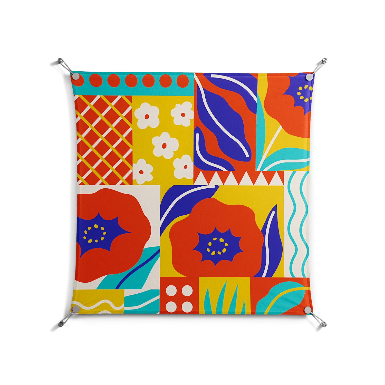 Flower A - Work On Wall - Heather Zhou - Silver - 90 x 90 cm