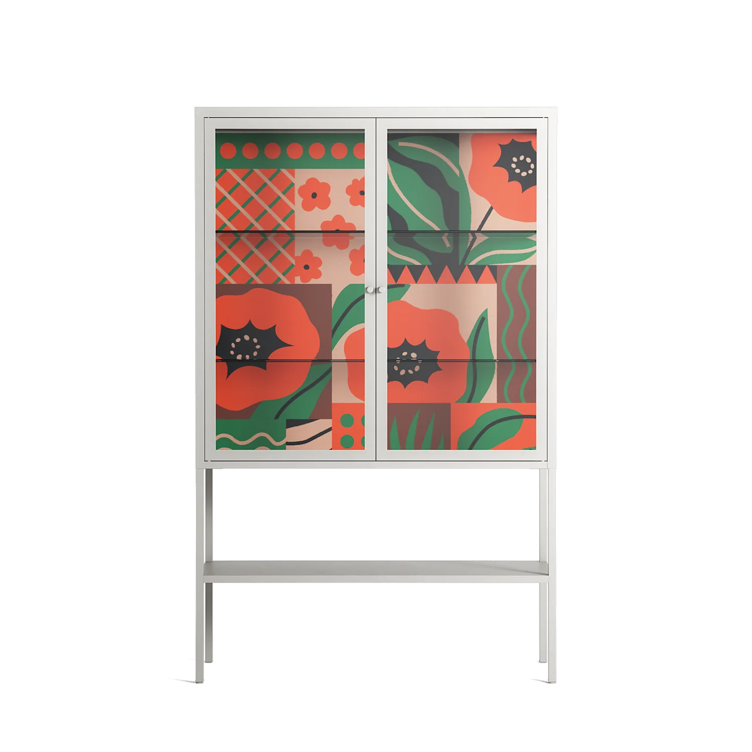 Flower B - Loft Cabinet - Heather Zhou - Chalk - Clear glass