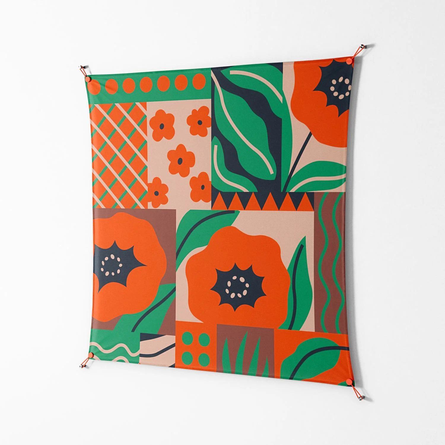 Flower B - Work On Wall - Heather Zhou - Orange - 140 x 140 cm - Image 2
