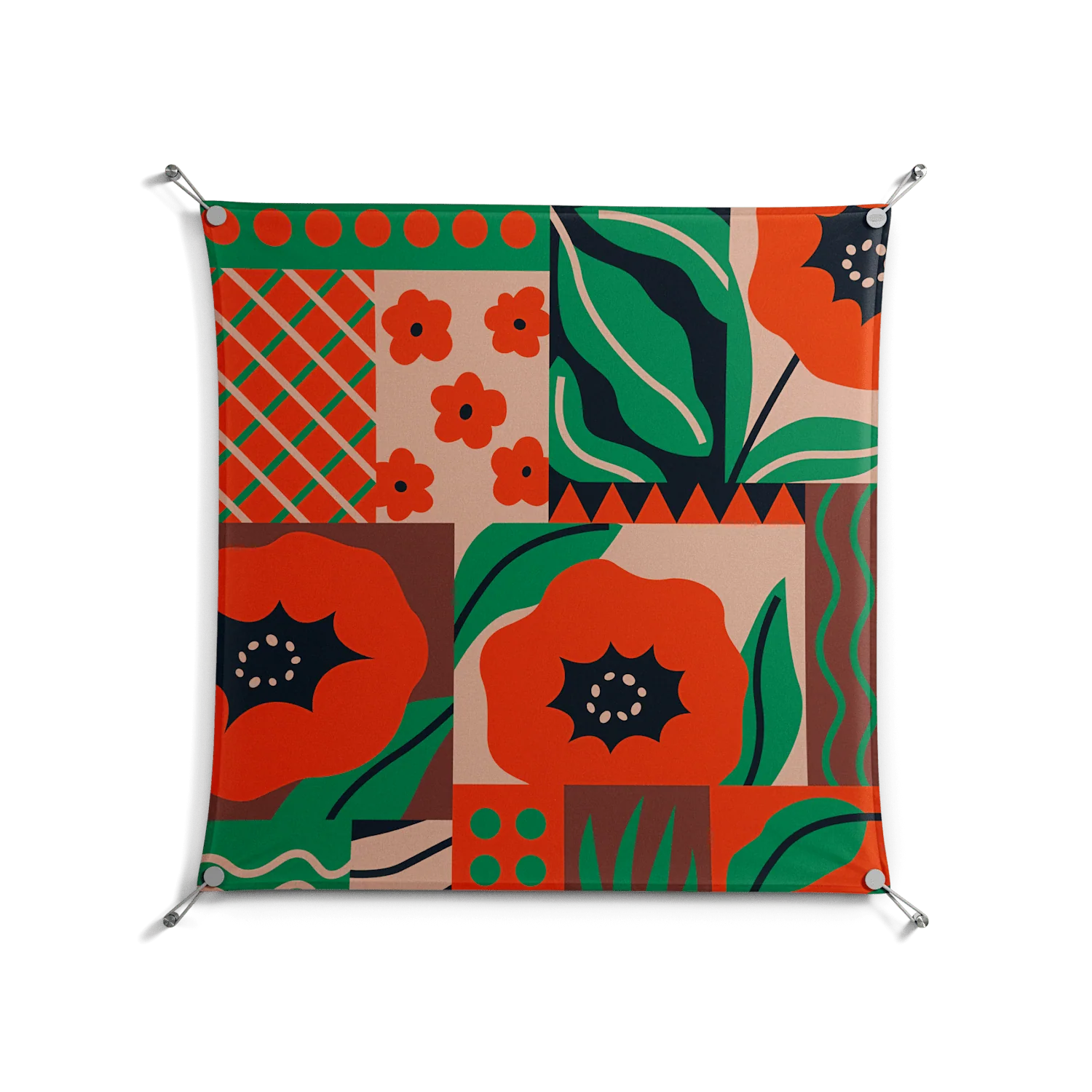 Flower B - Work On Wall - Heather Zhou - Silver - 90 x 90 cm