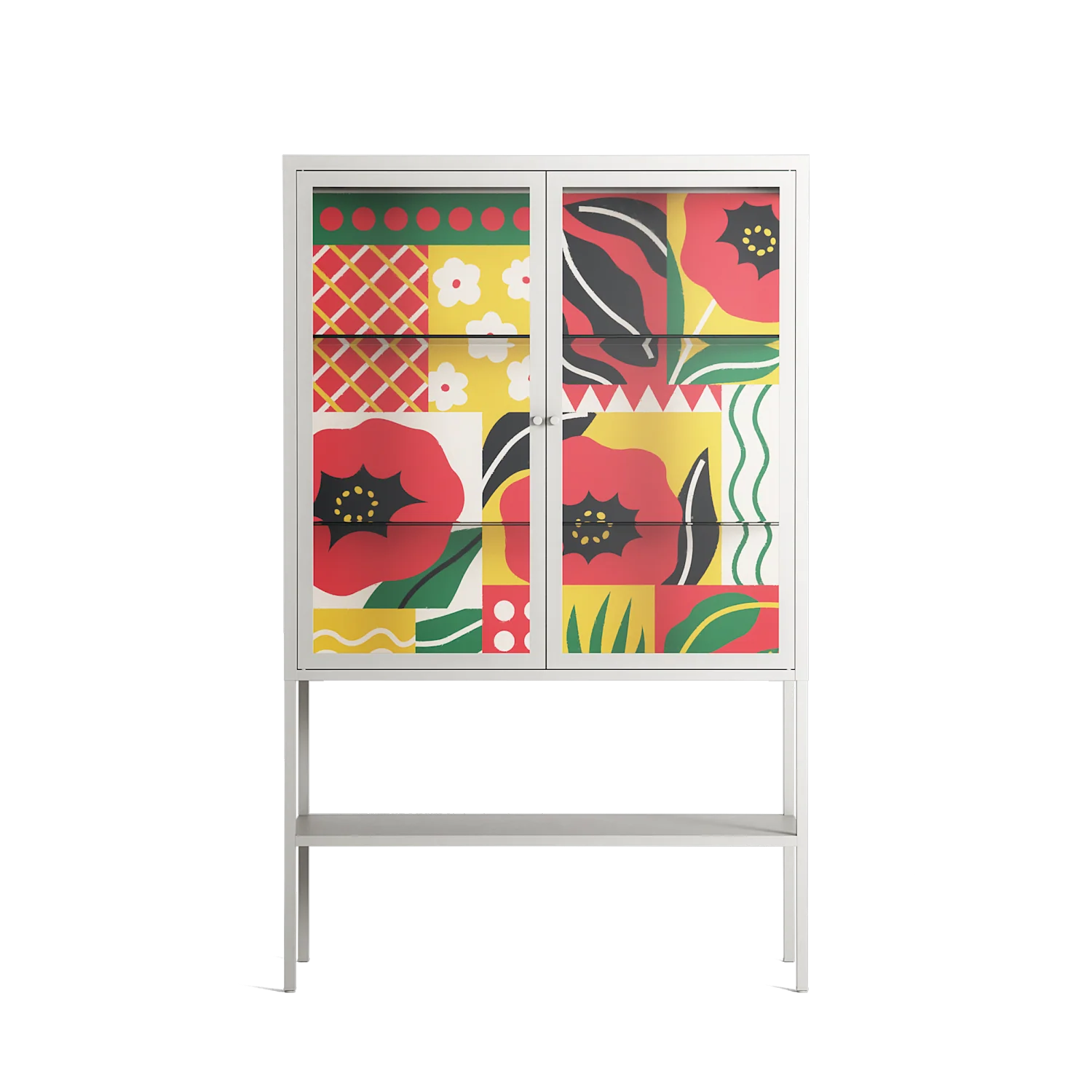 Flower C - Loft Cabinet - Heather Zhou - Chalk - Clear glass
