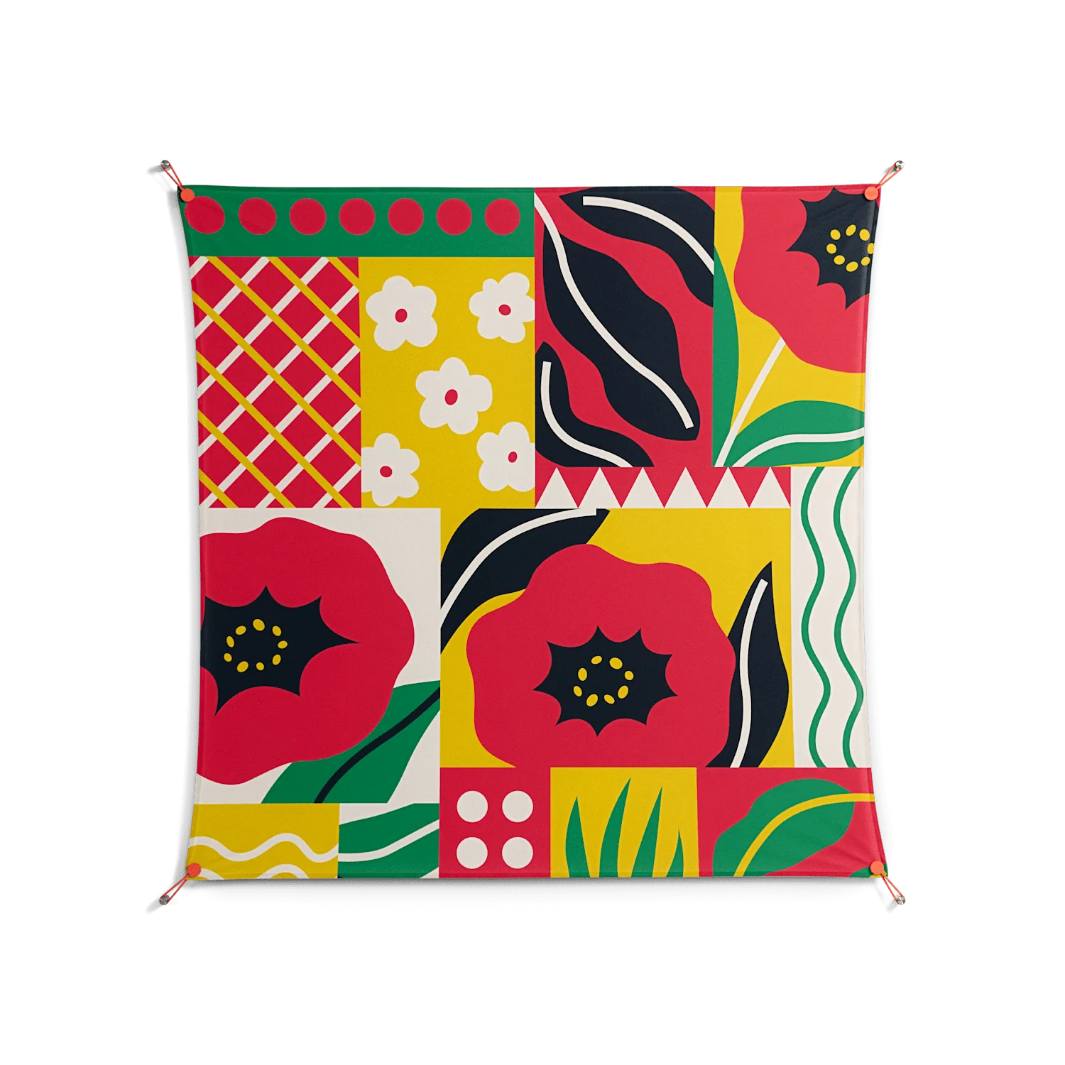 Flower C - Work On Wall - Heather Zhou - Orange - 140 x 140 cm