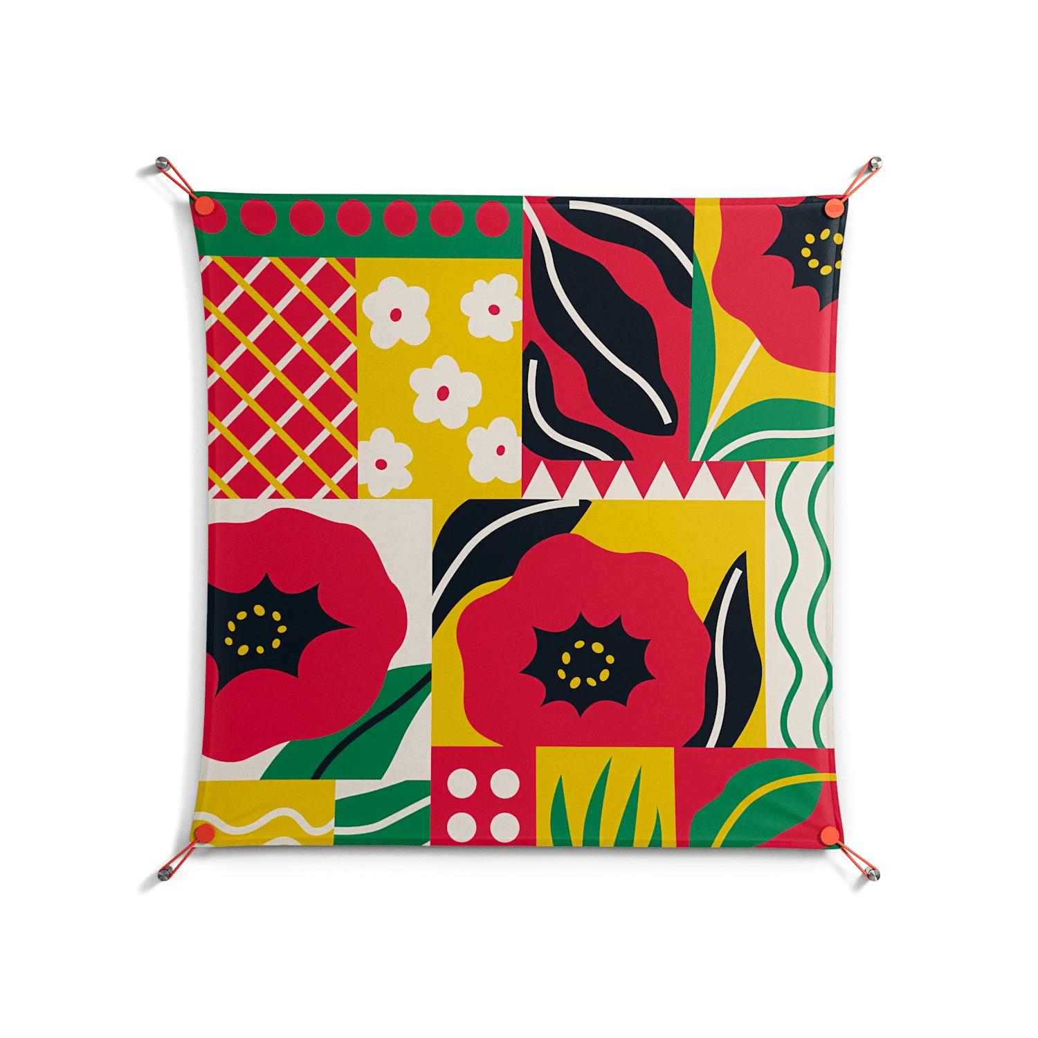 Flower C - Work On Wall - Heather Zhou - Orange - 90 x 90 cm