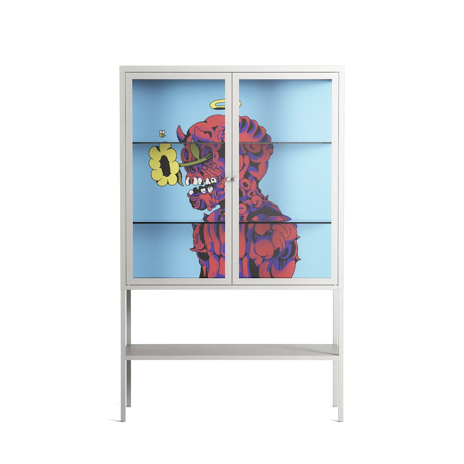 Flower - Loft Cabinet - Cezar Berje - Chalk - Clear glass