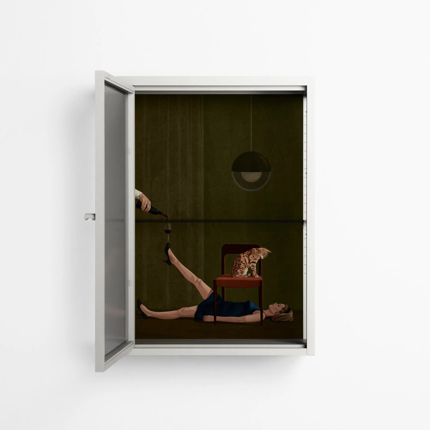 Friday Night Rituals - Wall Cabinet - Kristin Eriksson - Chalk - Reeded glass - Image 3