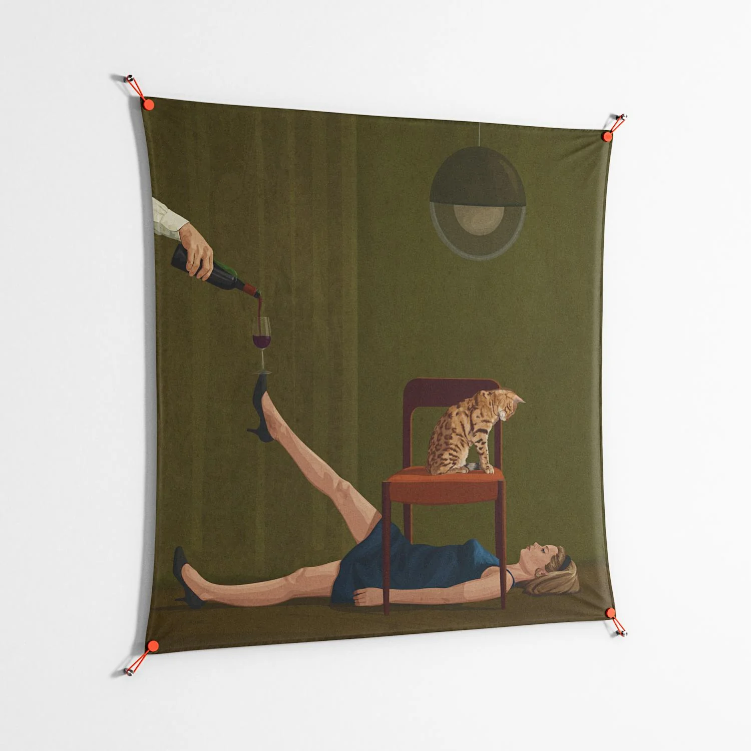Friday Night Rituals - Work On Wall - Kristin Eriksson - Orange - 140 x 140 cm - Image 2