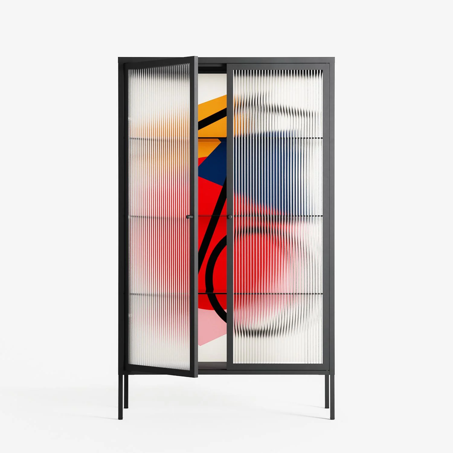 Fuerte - Cabinet - Vratislav Pecka - Antracite - Reeded glass - Image 2