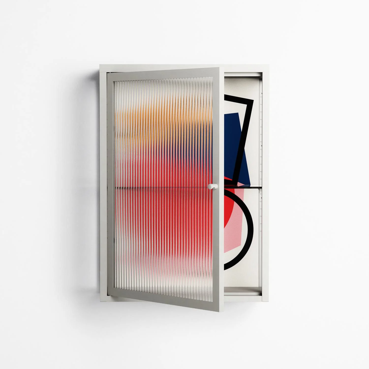 Fuerte - Wall Cabinet - Vratislav Pecka - Chalk - Reeded glass - Image 2