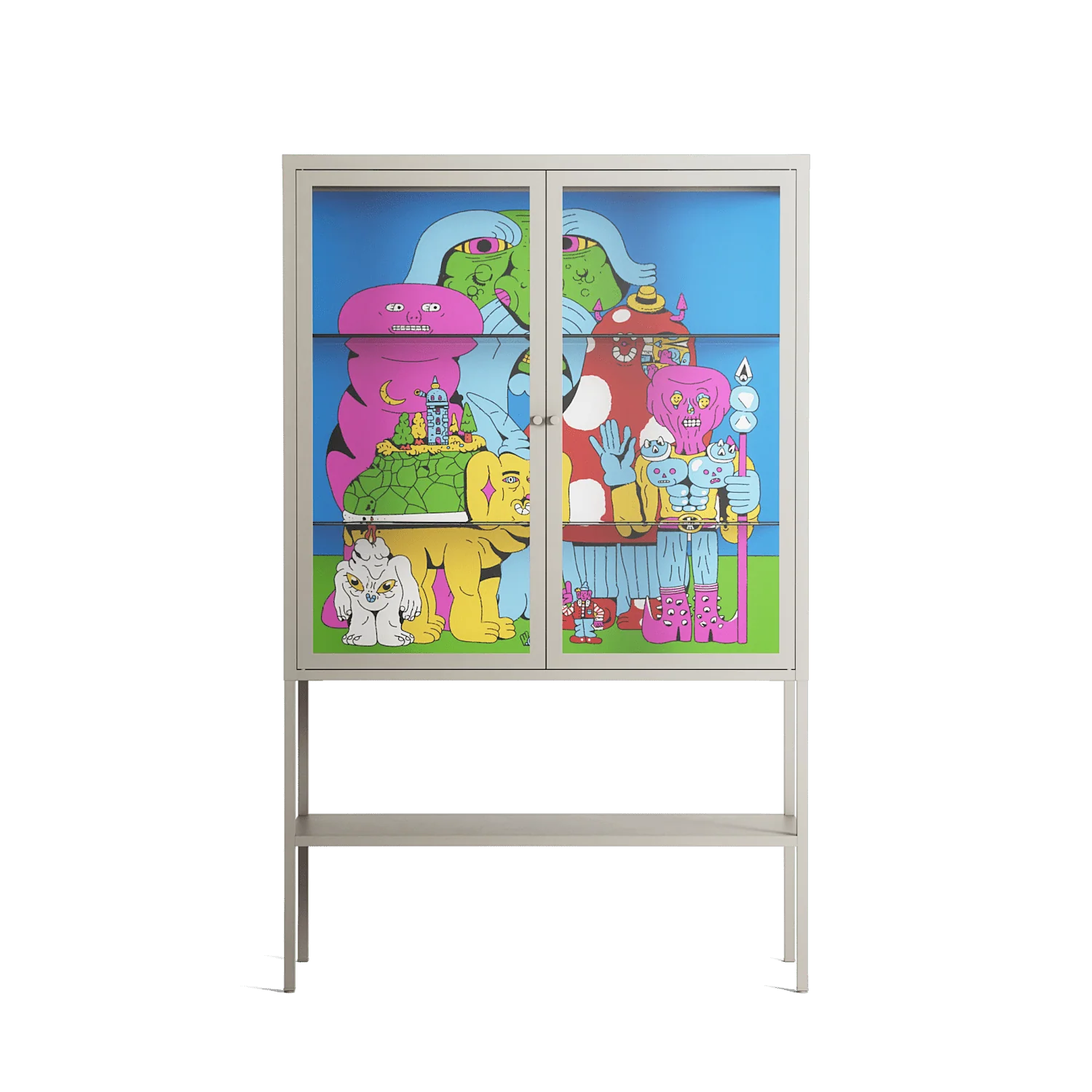 Funny Friends - Loft Cabinet - Cezar Berje - Pebble - Clear glass