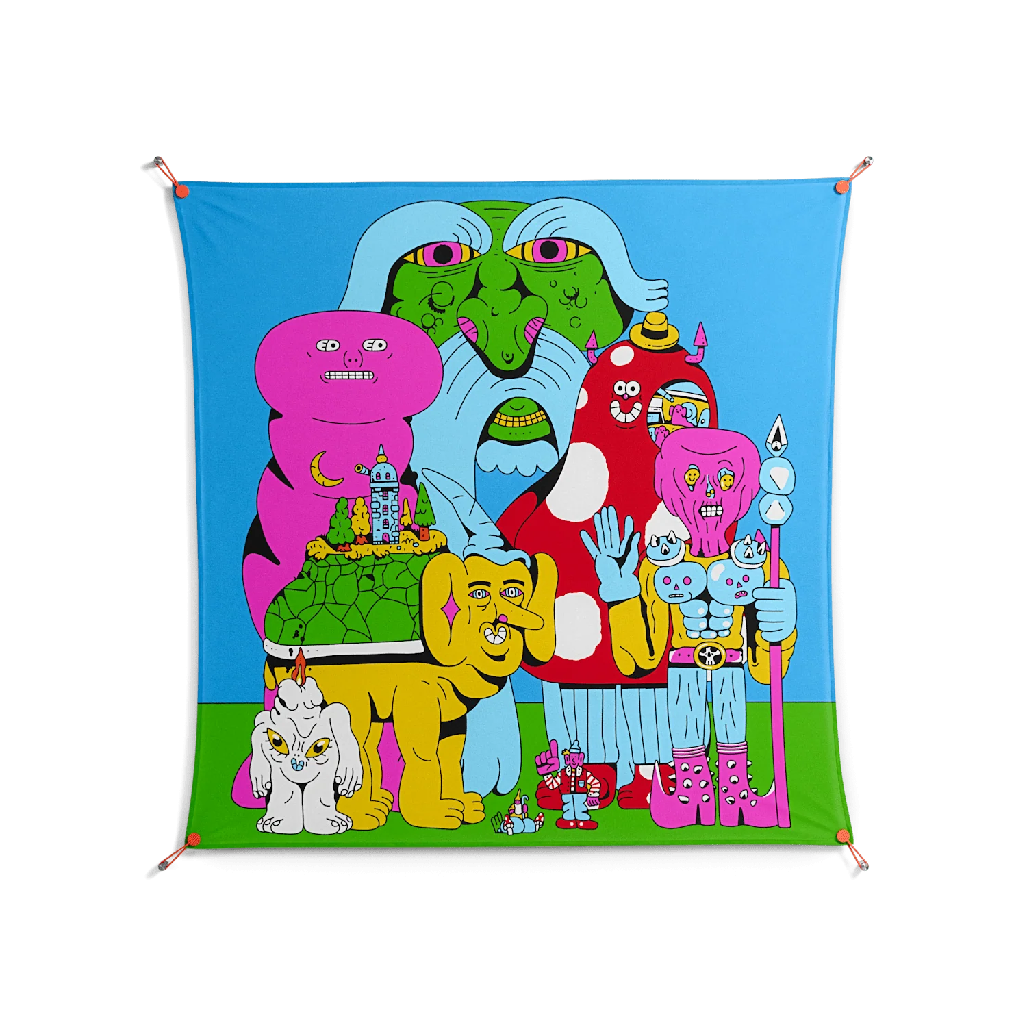 Funny Friends - Work On Wall - Cezar Berje - Orange - 140 x 140 cm