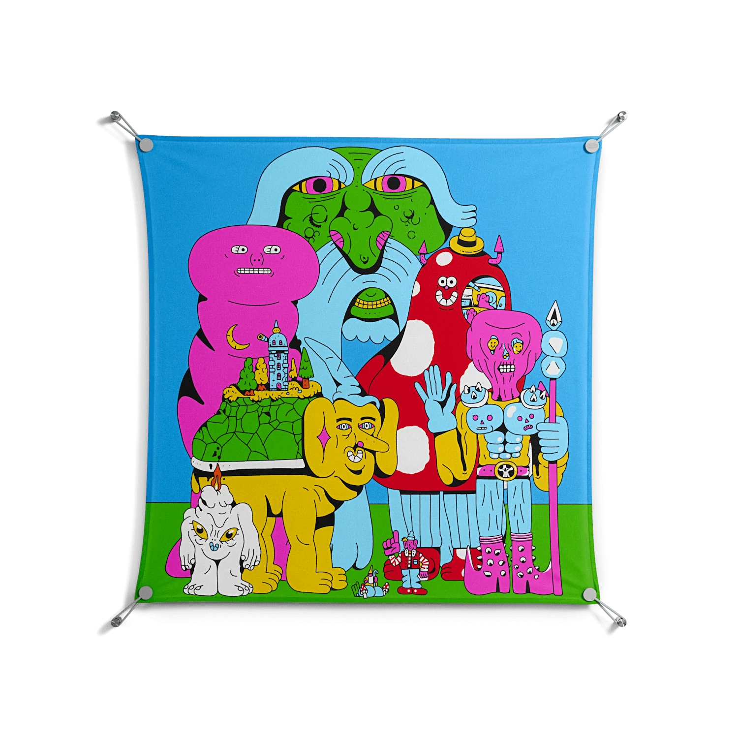 Funny Friends - Work On Wall - Cezar Berje - Silver - 90 x 90 cm