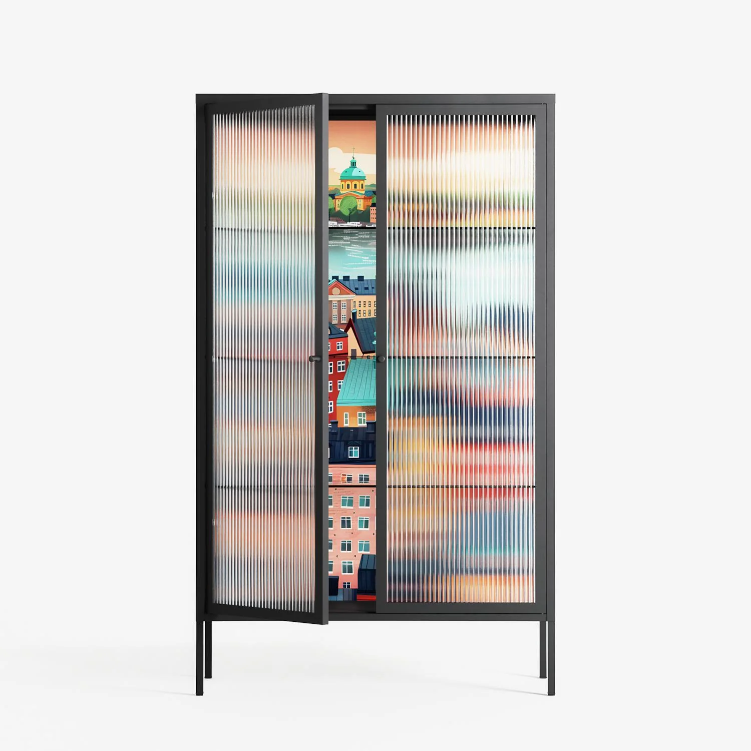 Gamla Stan - Cabinet - Nur Rydberg - Antracite - Reeded glass - Image 2