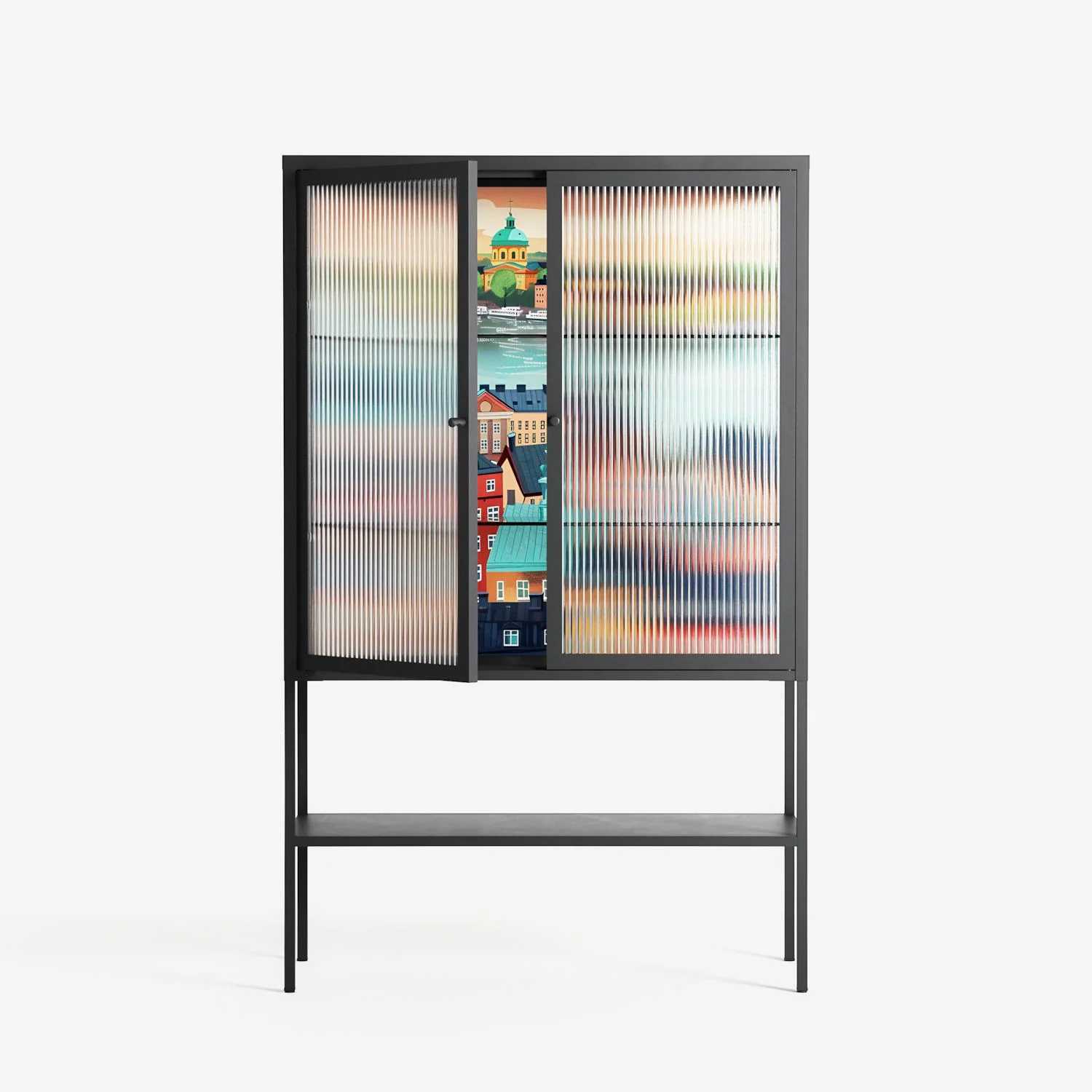 Gamla Stan - Loft Cabinet - Nur Rydberg - Antracite - Reeded glass - Image 2