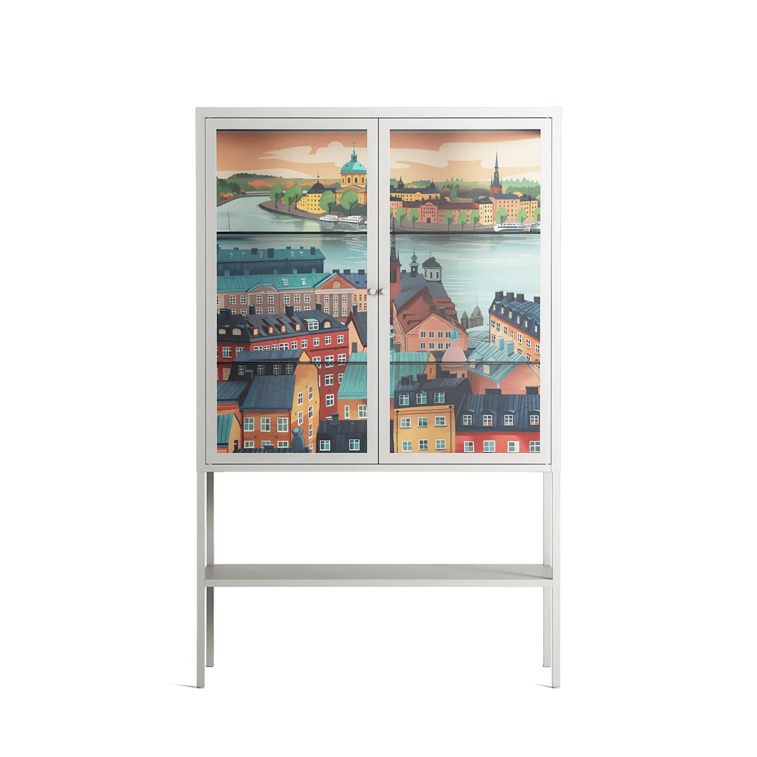 Gamla Stan - Loft Cabinet - Nur Rydberg - Chalk - Clear glass
